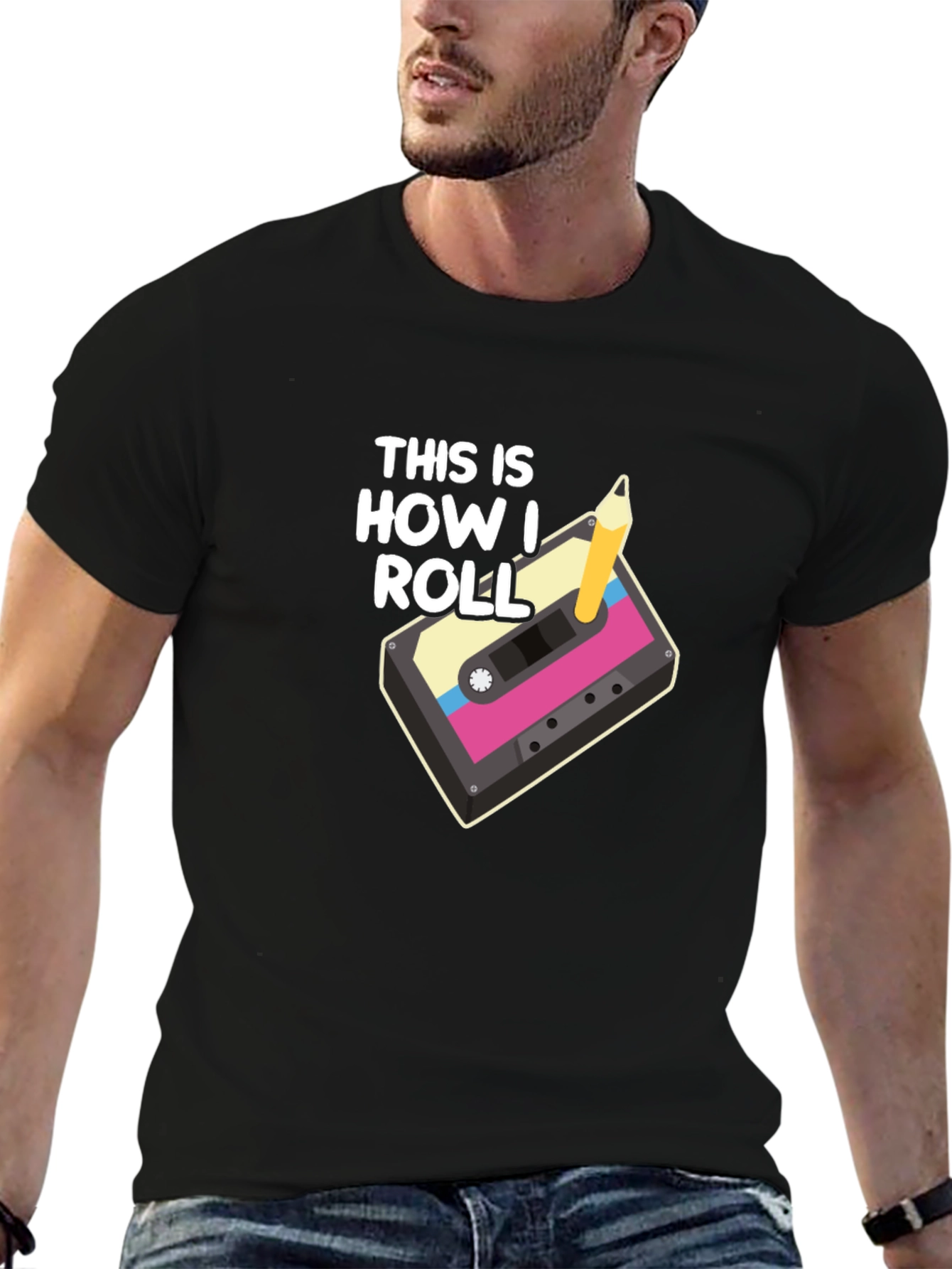 Retro Cassette Tape & Pencil T-Shirt