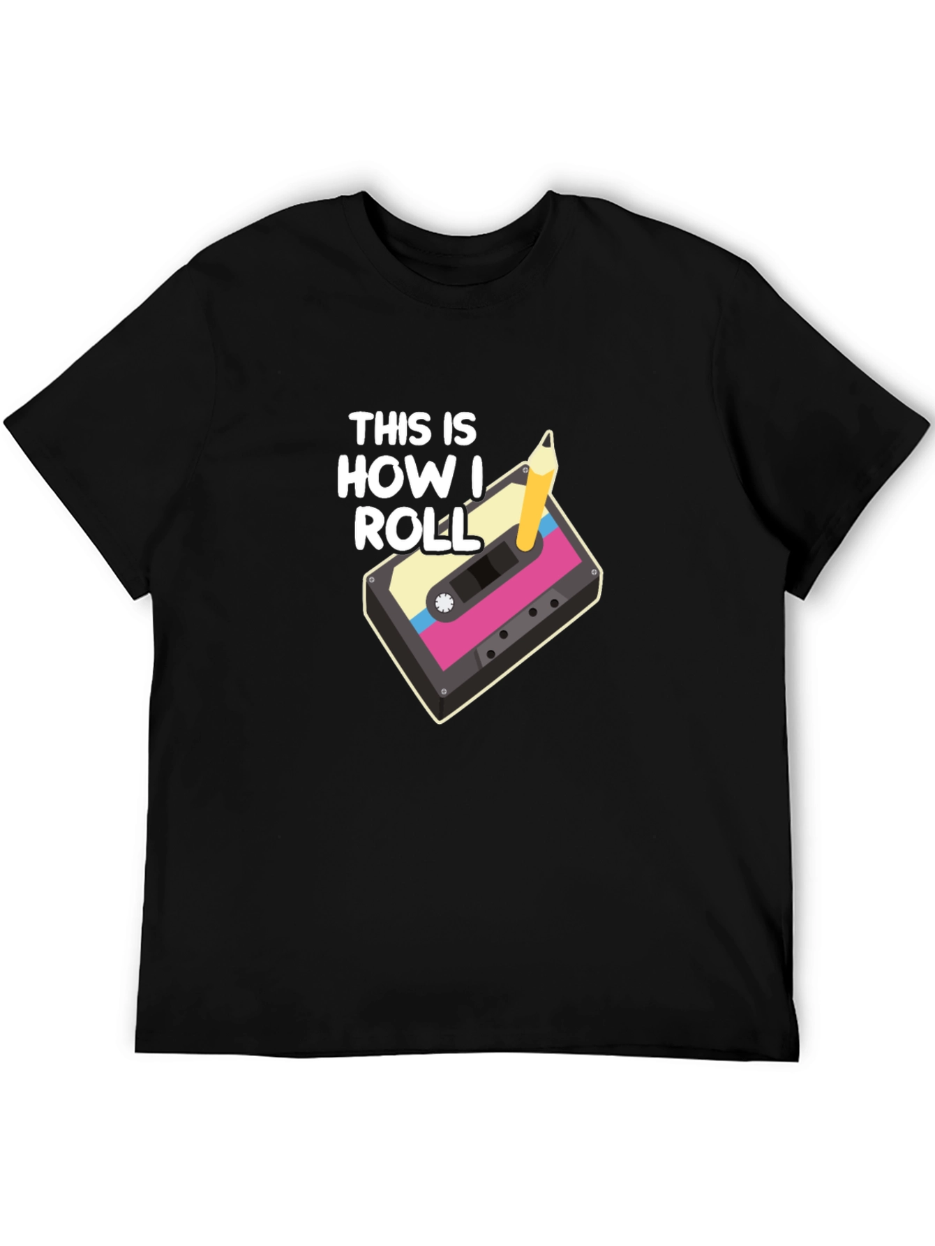 Retro Cassette Tape & Pencil T-Shirt