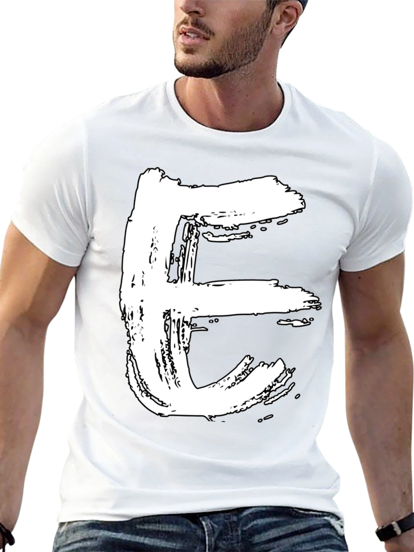 Bold Letter E Graphic Tee - Casual Style