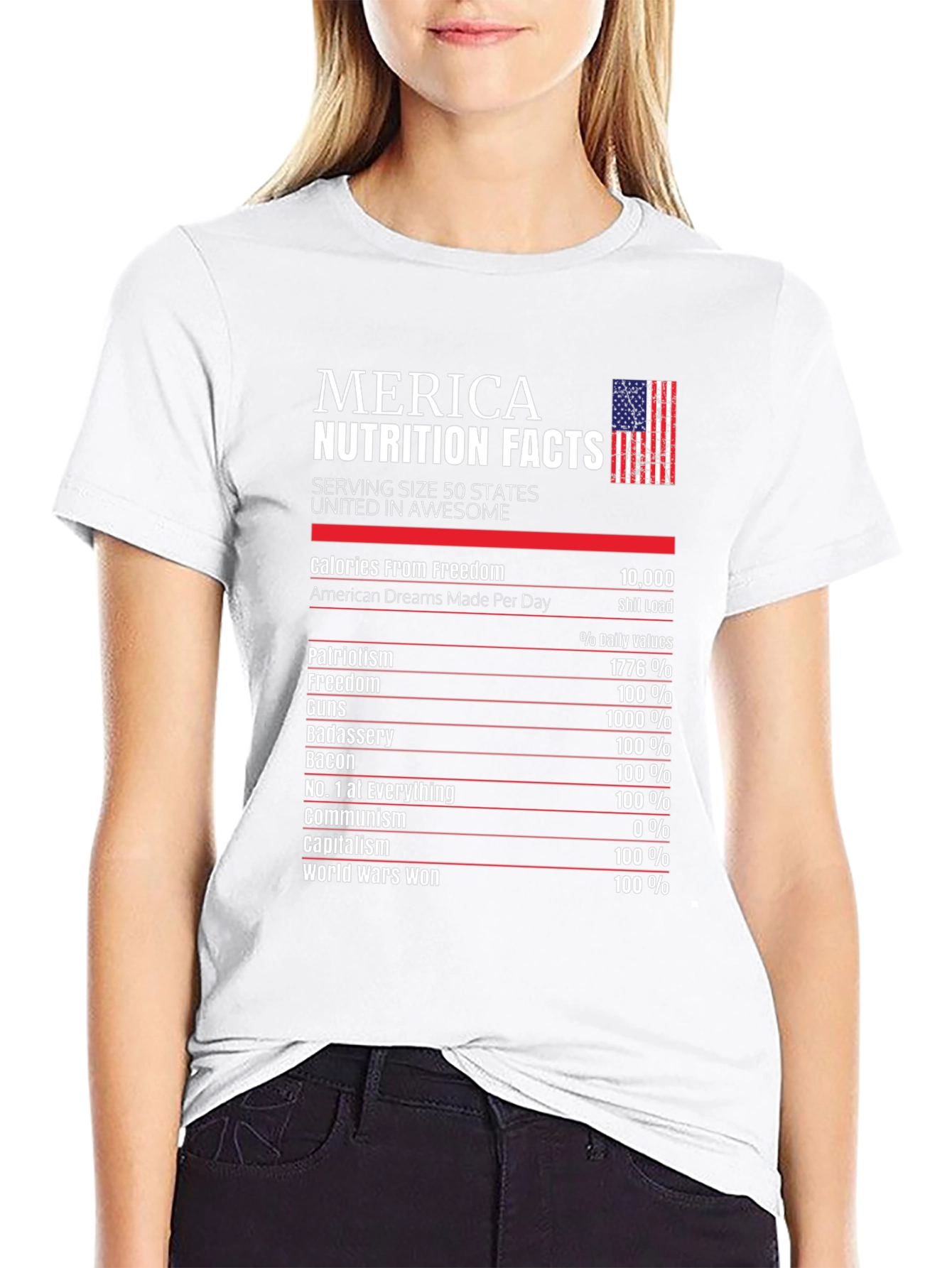 Merica Nutrition Facts Patriotic T-Shirt