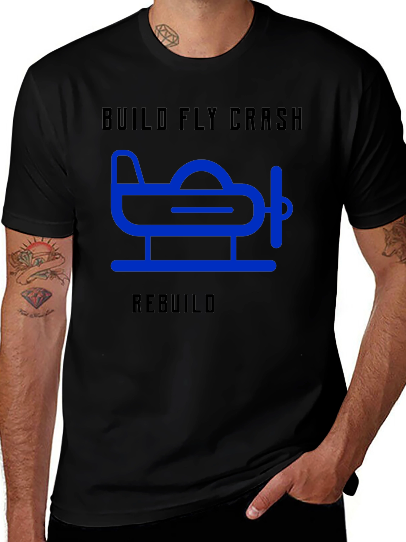 Build Fly Crash Rebuild T-Shirt - Aviation Tee