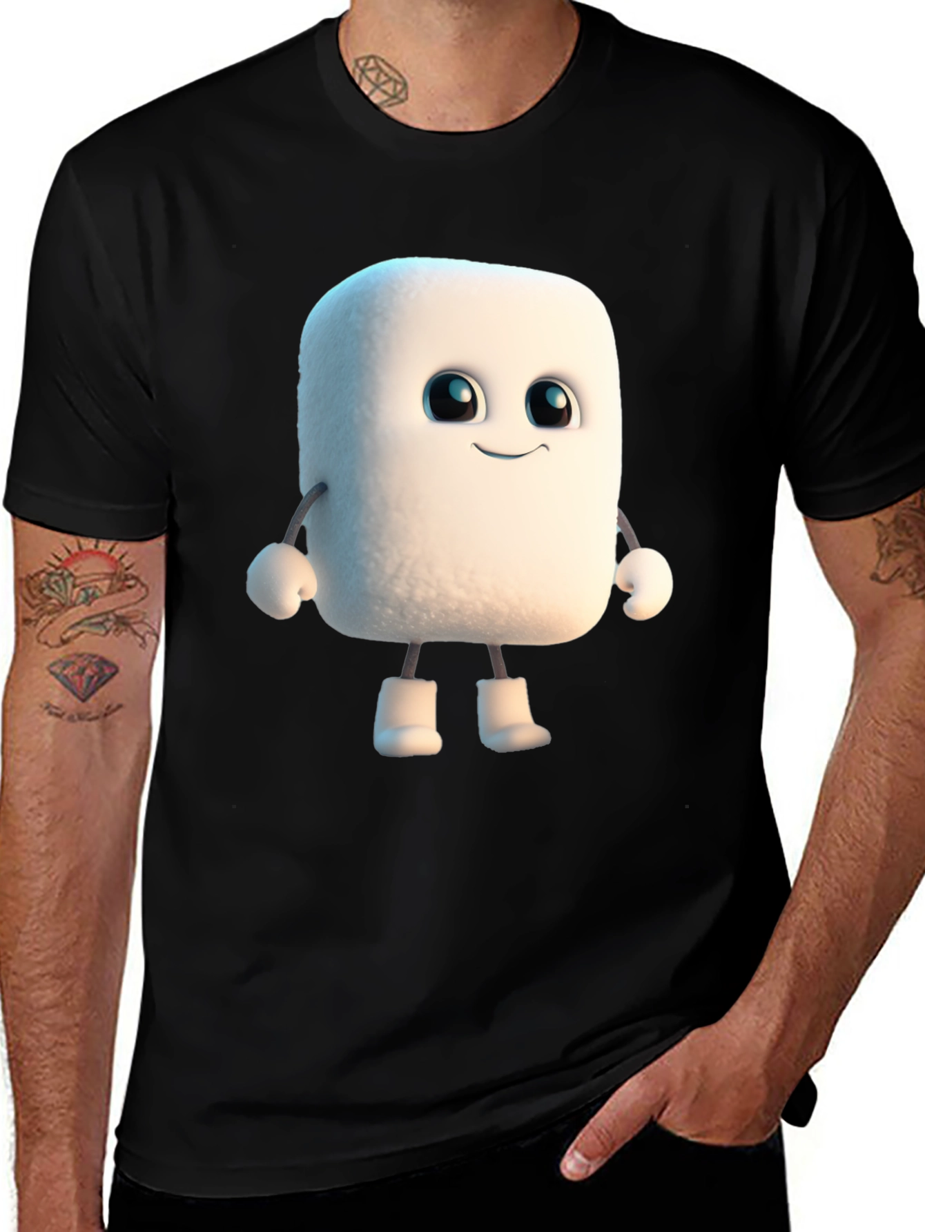 Marshmallow Character Black T-Shirt