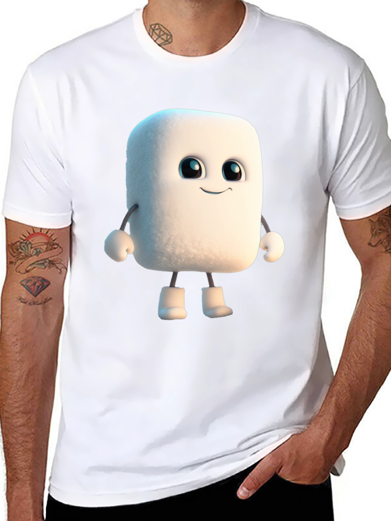 Marshmallow Character Black T-Shirt