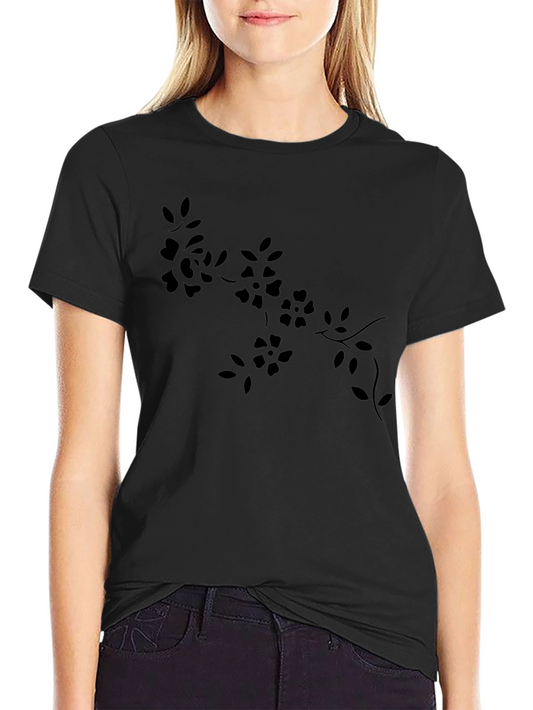 Black Floral Print Tee - Casual Style