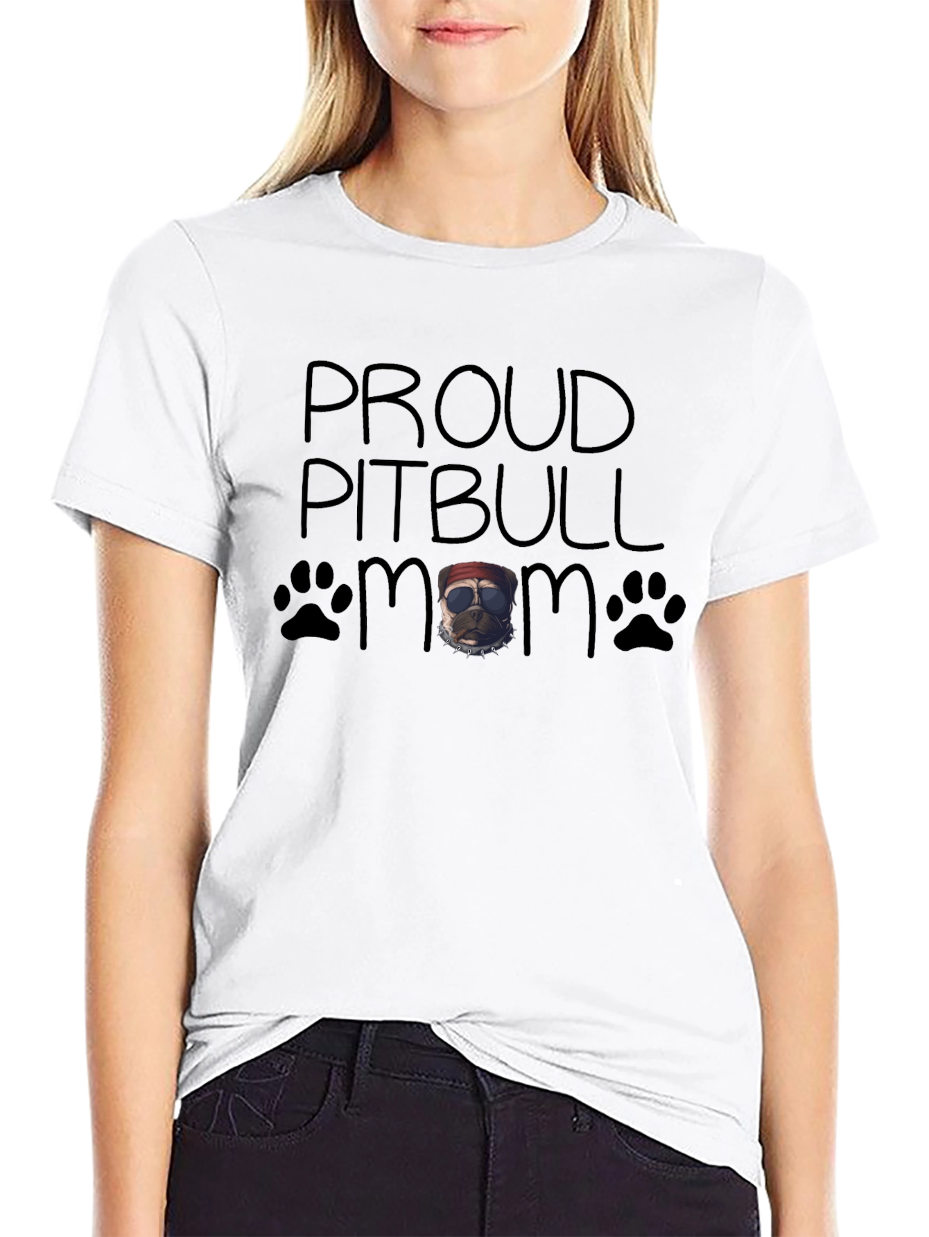 Proud Pitbull Mom Graphic T-Shirt