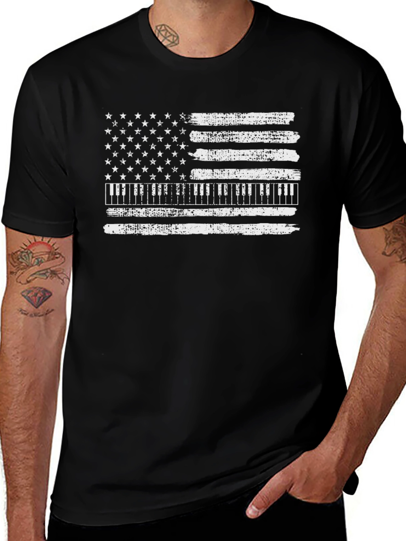 Piano American Flag Graphic Tee