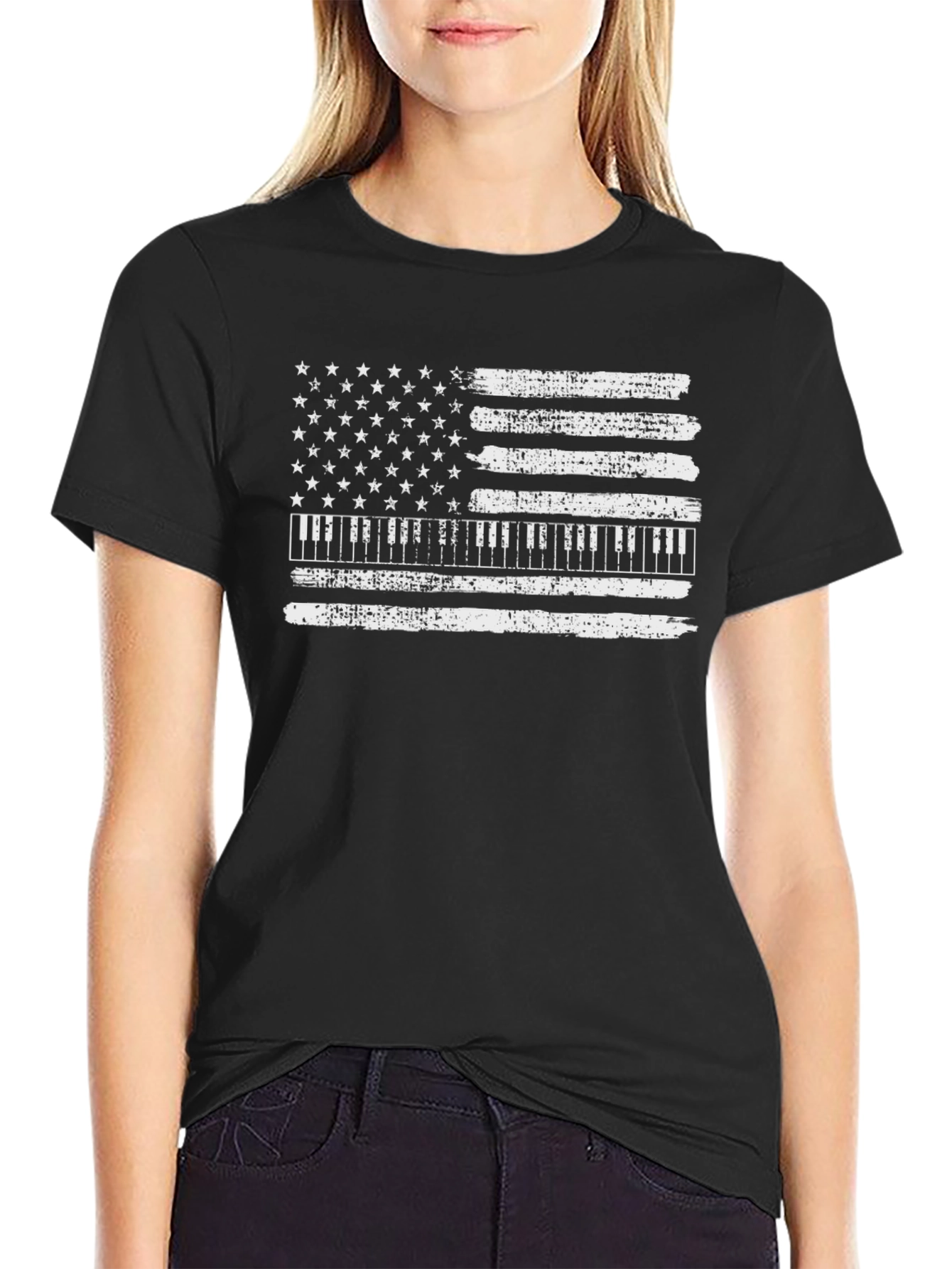 Piano American Flag Graphic Tee