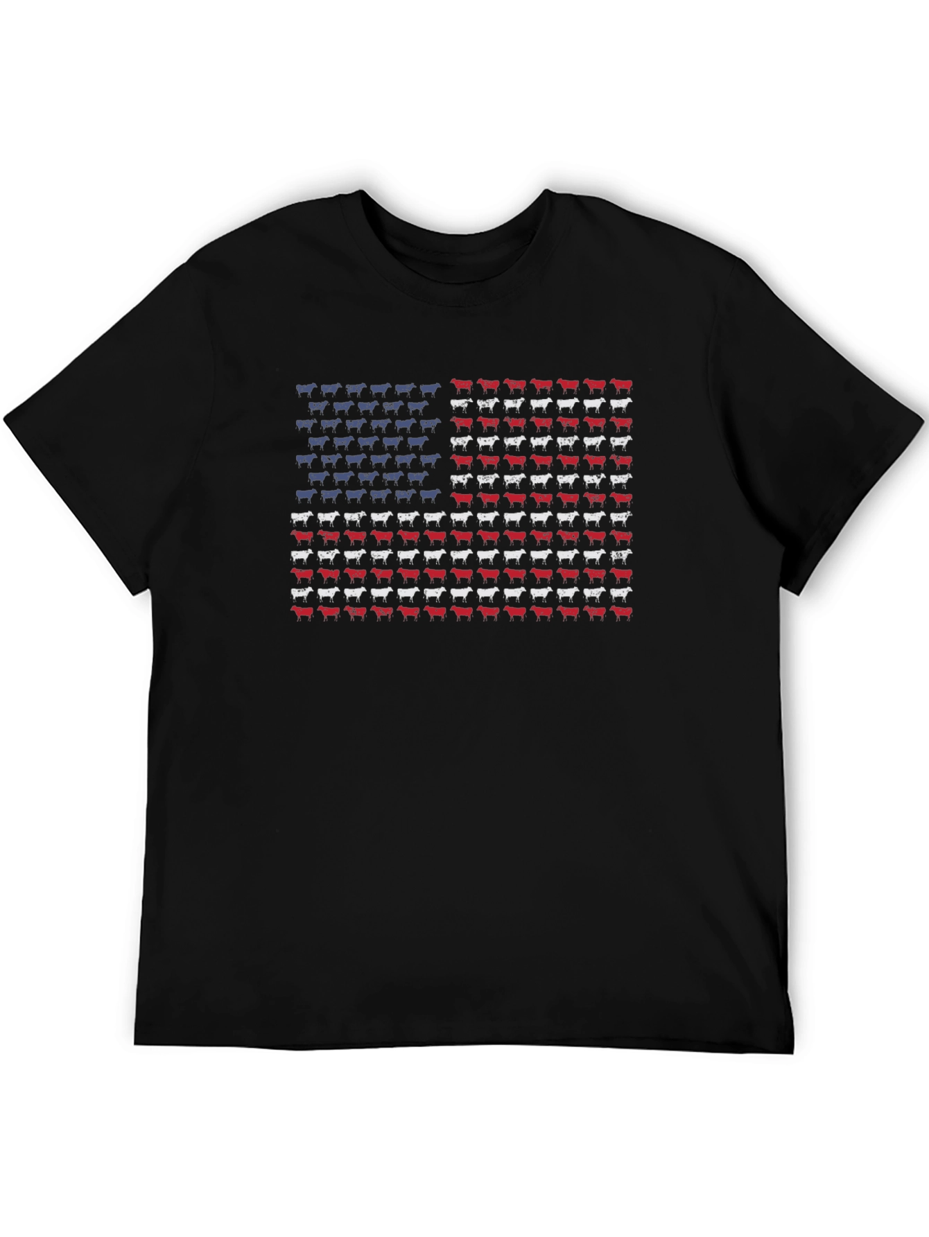 American Flag Cow Graphic T-Shirt