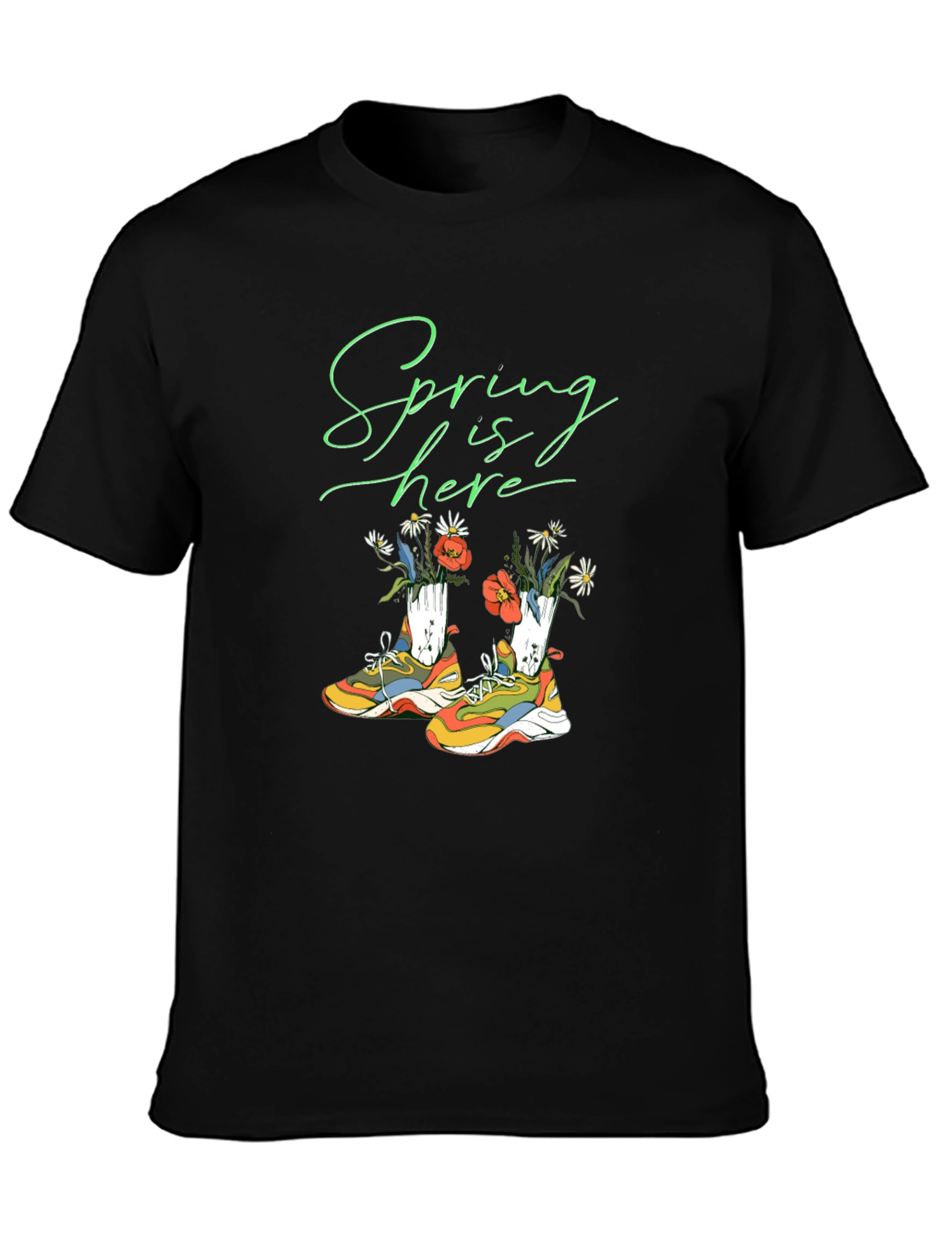 Spring is Here Shoes and Flowers Graphic T-Shirt