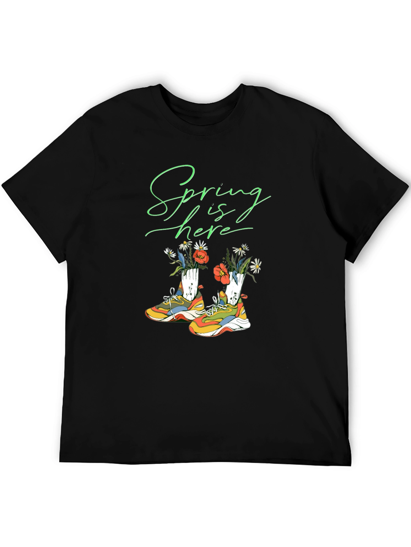 Spring is Here Shoes and Flowers Graphic T-Shirt