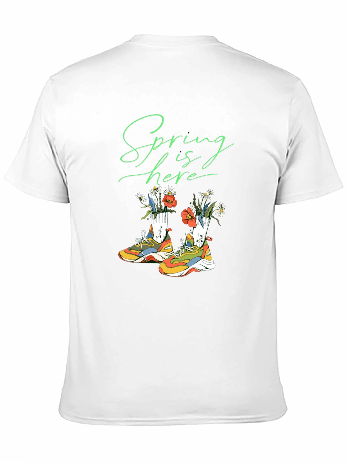 Spring is Here Shoes and Flowers Graphic T-Shirt