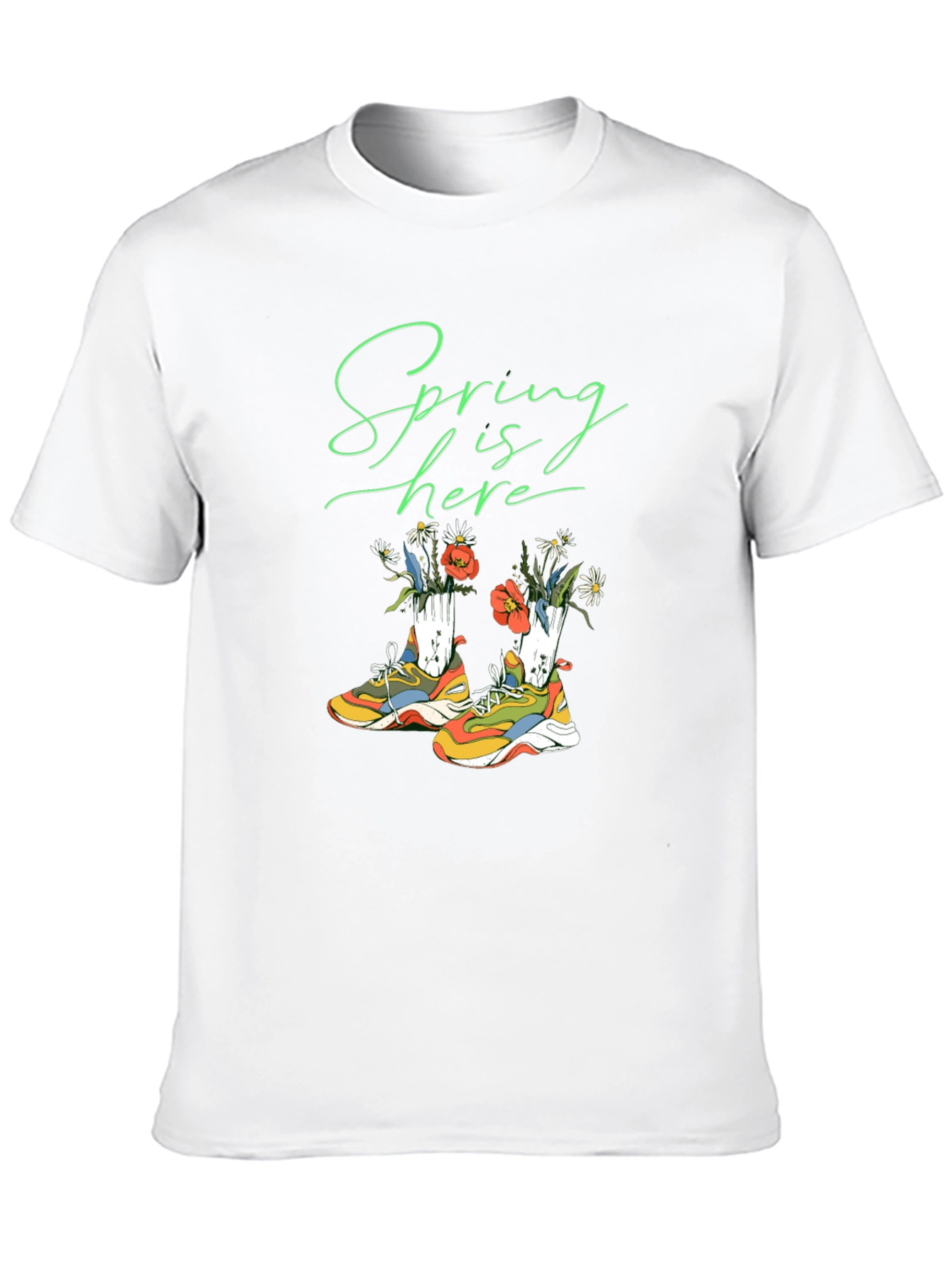 Spring is Here Shoes and Flowers Graphic T-Shirt