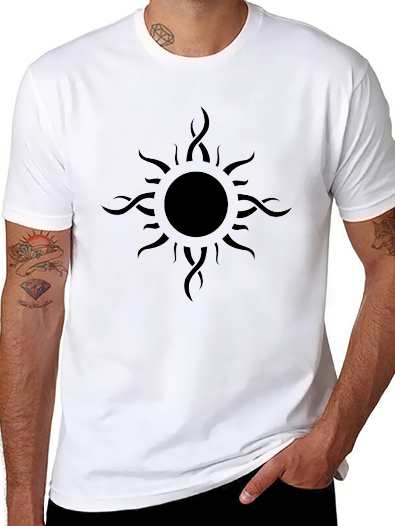Black Sun Graphic Tee - Mens Casual T-Shirt