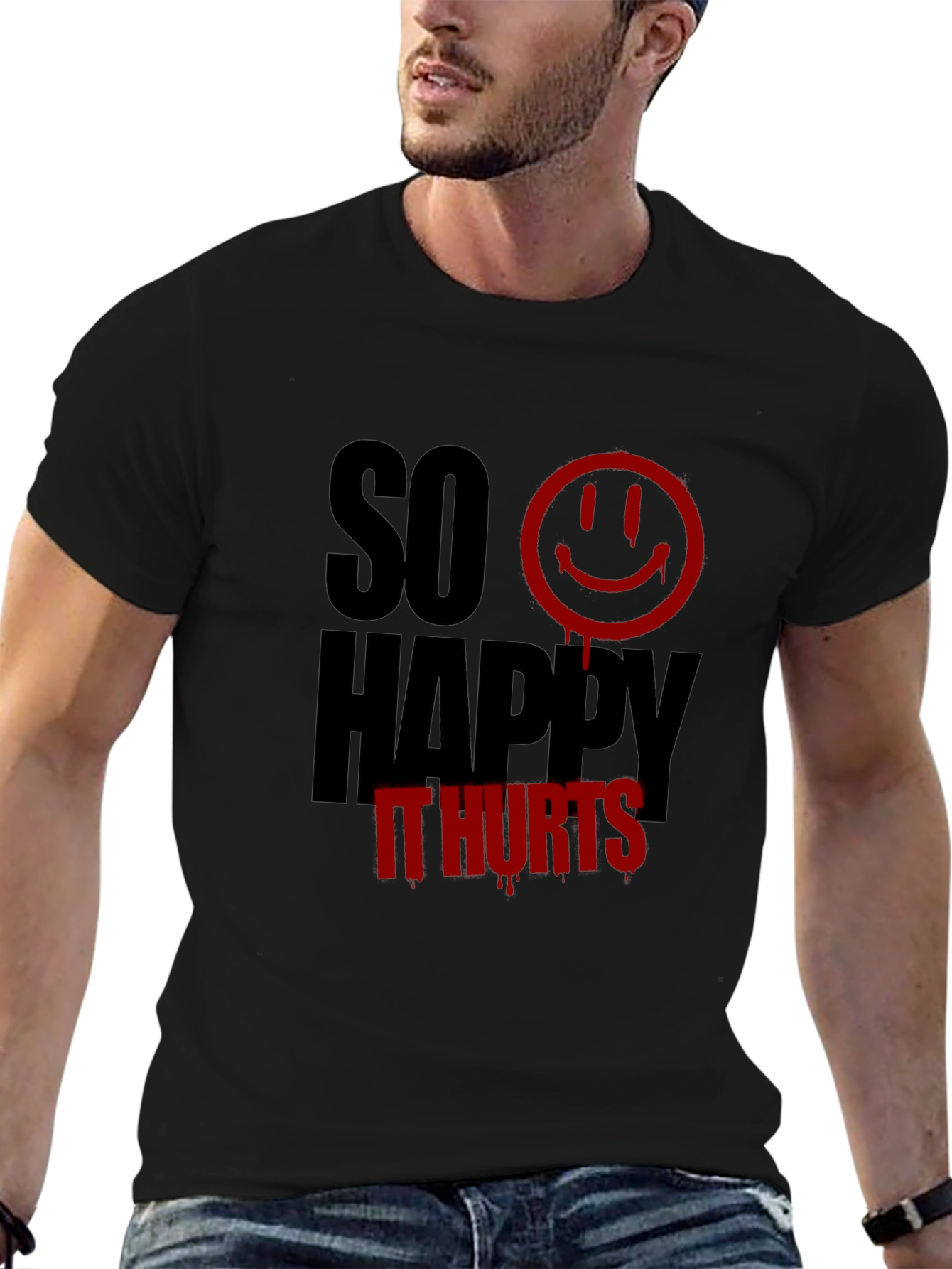 So Happy It Hurts Graphic Tee - Black