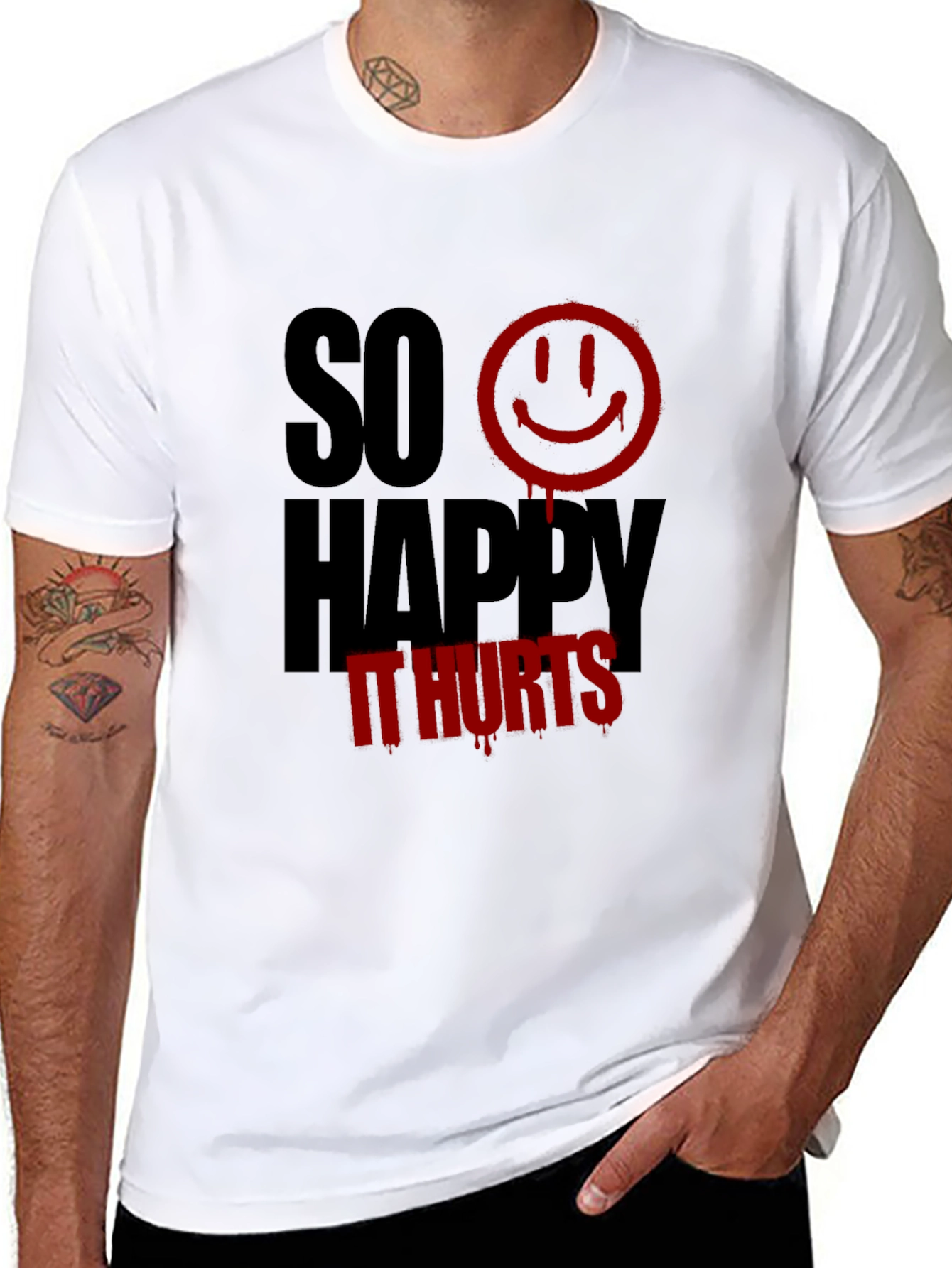 So Happy It Hurts Graphic Tee - Black