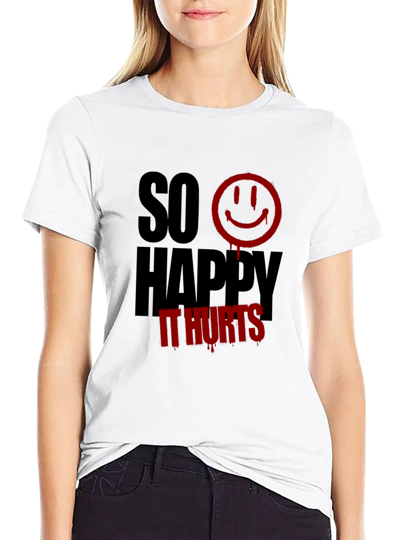So Happy It Hurts Graphic Tee - Black