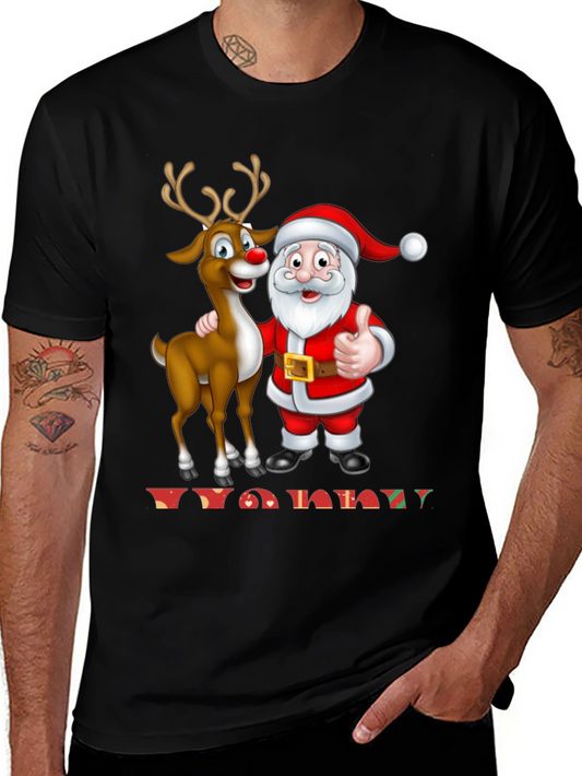 Festive Santa & Reindeer Christmas T-Shirt