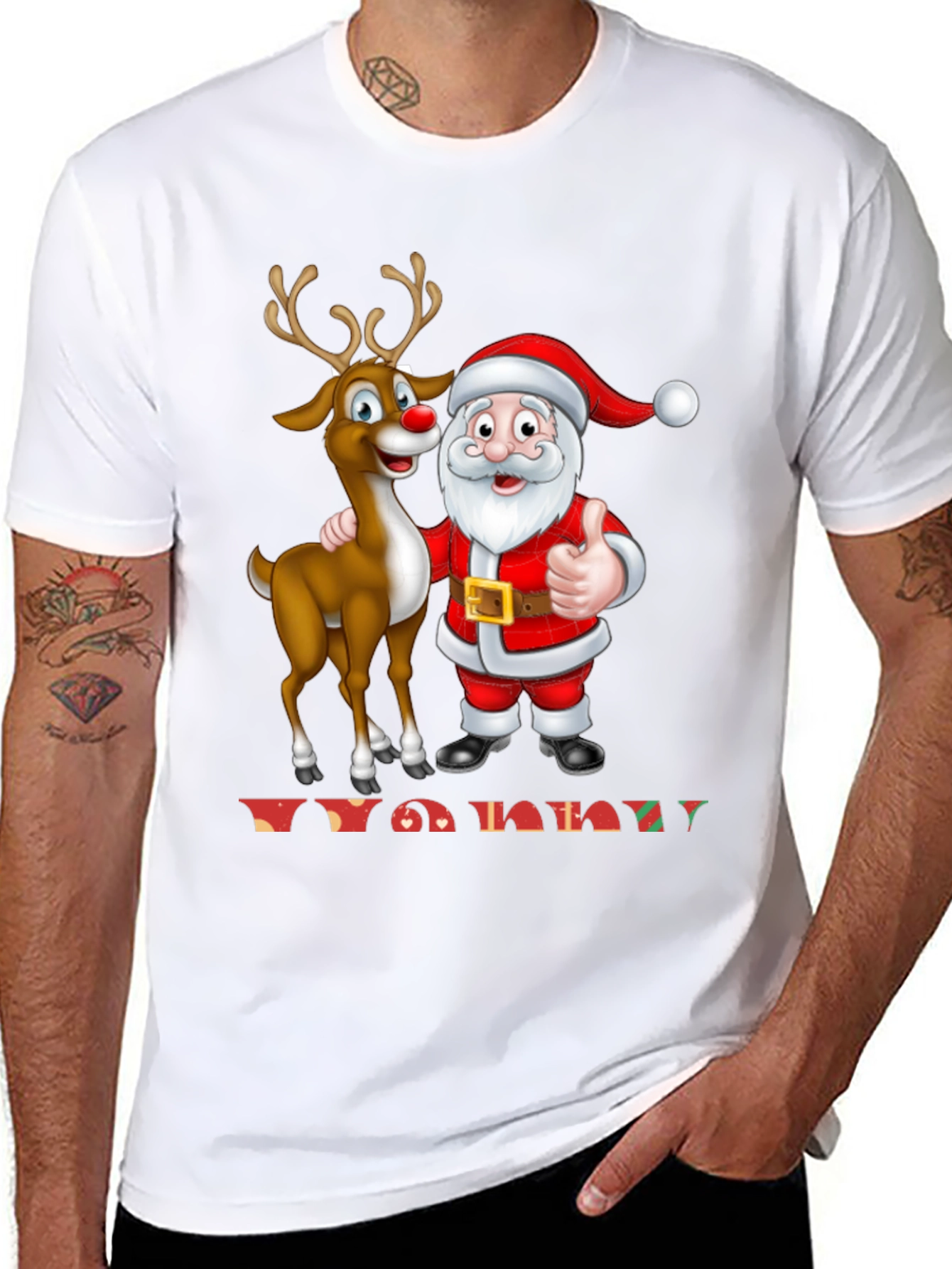 Festive Santa & Reindeer Christmas T-Shirt