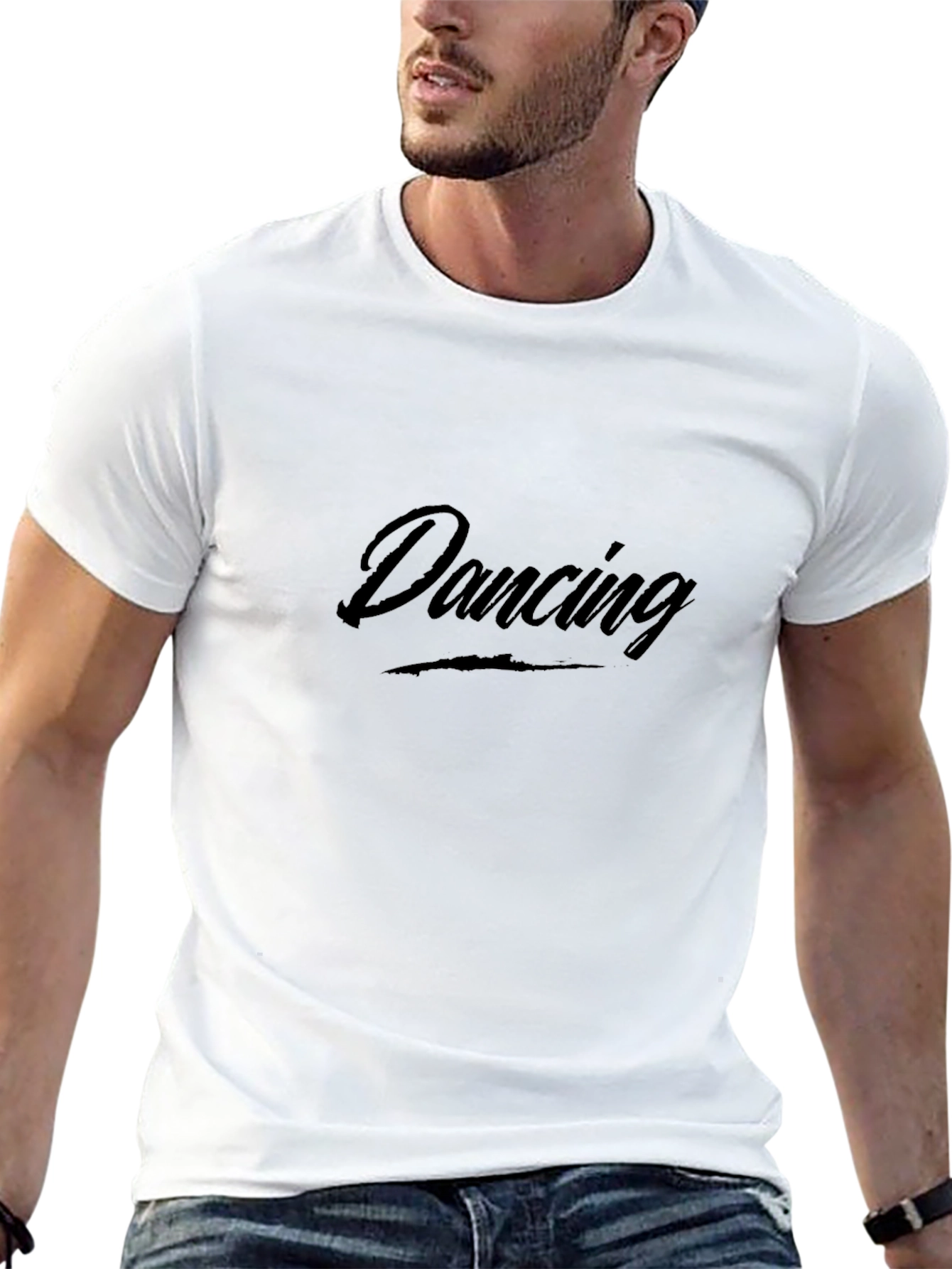 Dancing Text Graphic Tee Casual Style