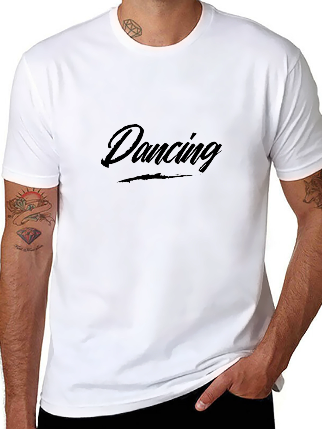 Dancing Text Graphic Tee Casual Style