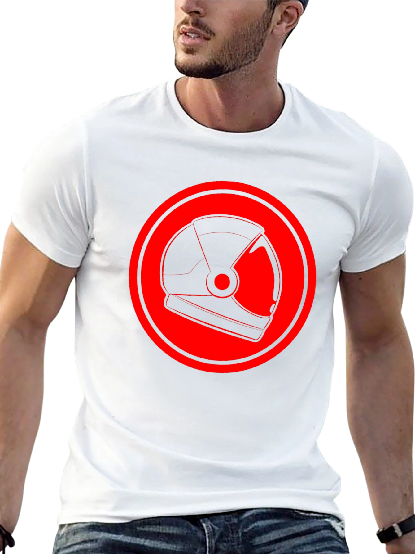 Red Helmet Graphic Black T-Shirt