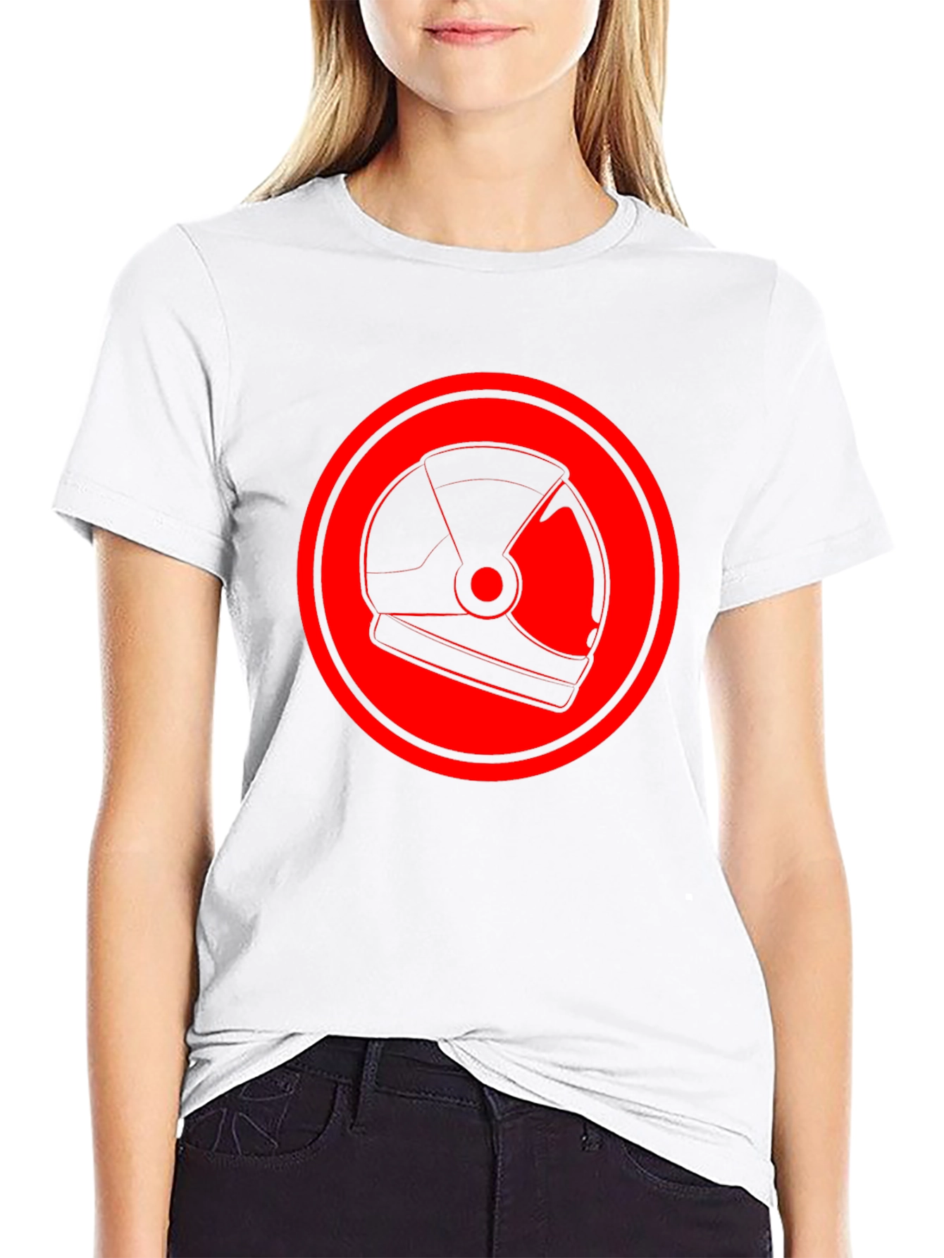 Red Helmet Graphic Black T-Shirt
