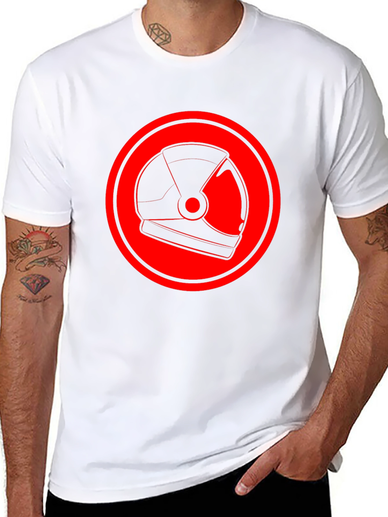 Red Helmet Graphic Black T-Shirt