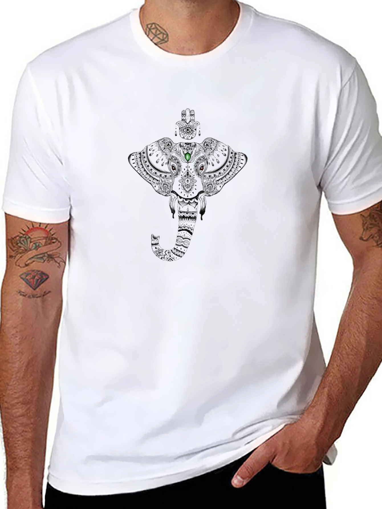 Elephant Graphic Print T-Shirt - Soft Black Cotton Blend