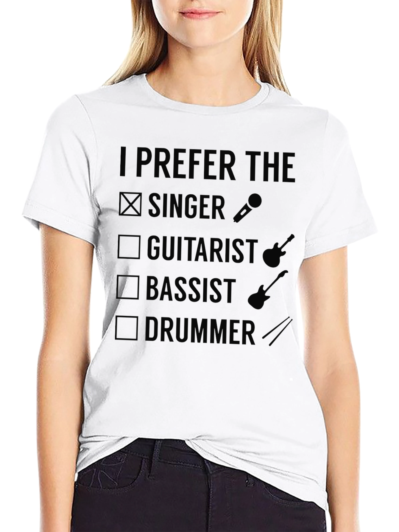 I Prefer the Singer Mens Black Graphic T-Shirt