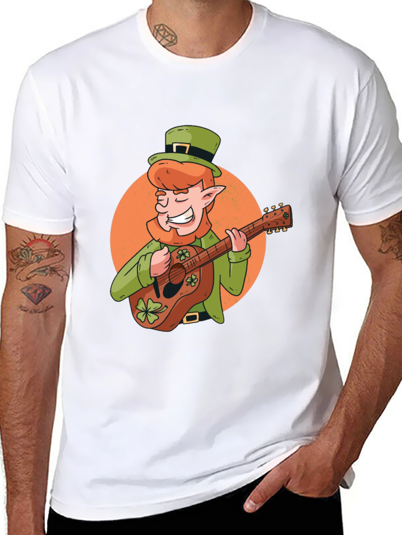 St. Patricks Day Leprechaun Guitar Graphic Tee