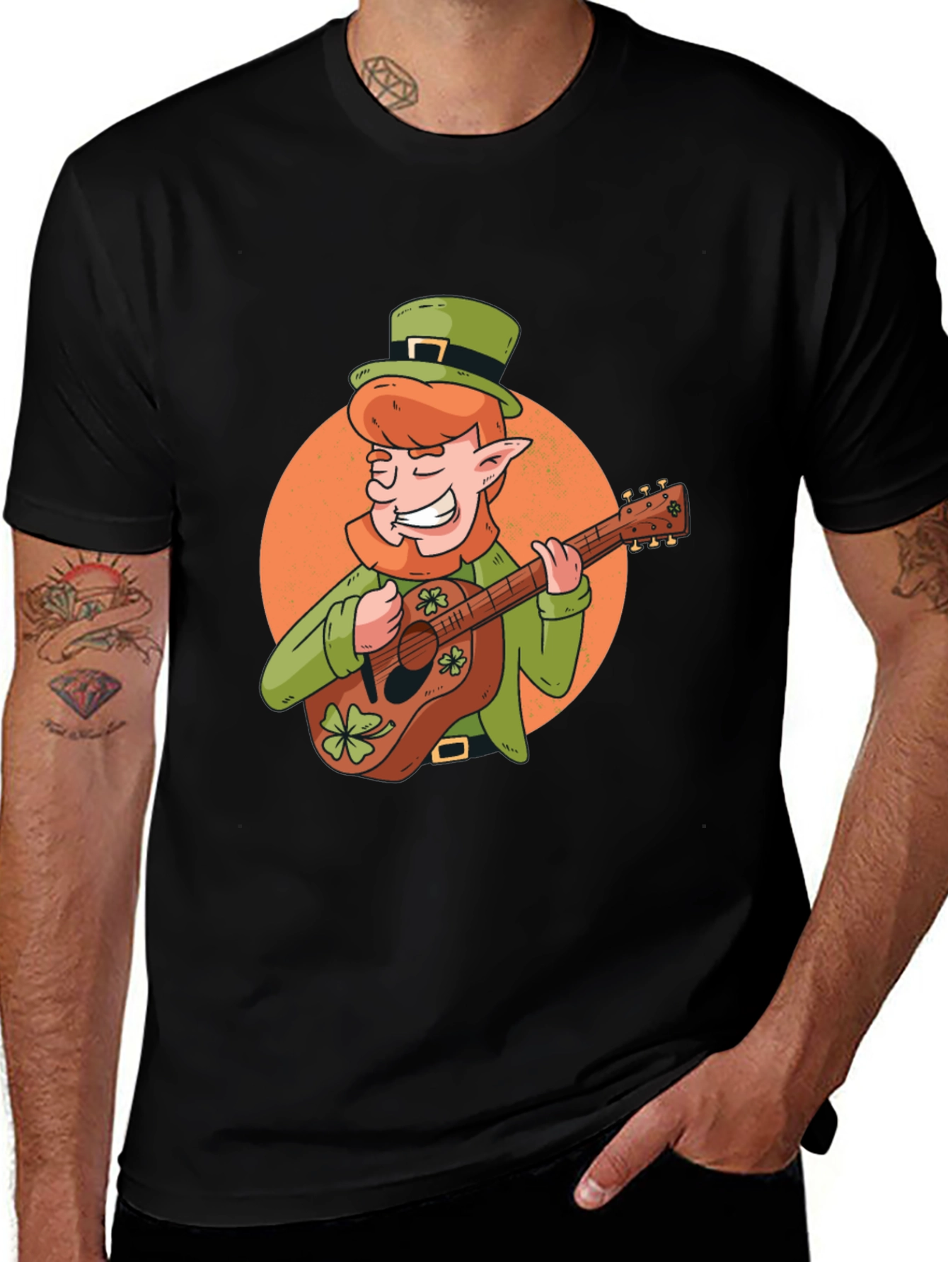 St. Patricks Day Leprechaun Guitar Graphic Tee