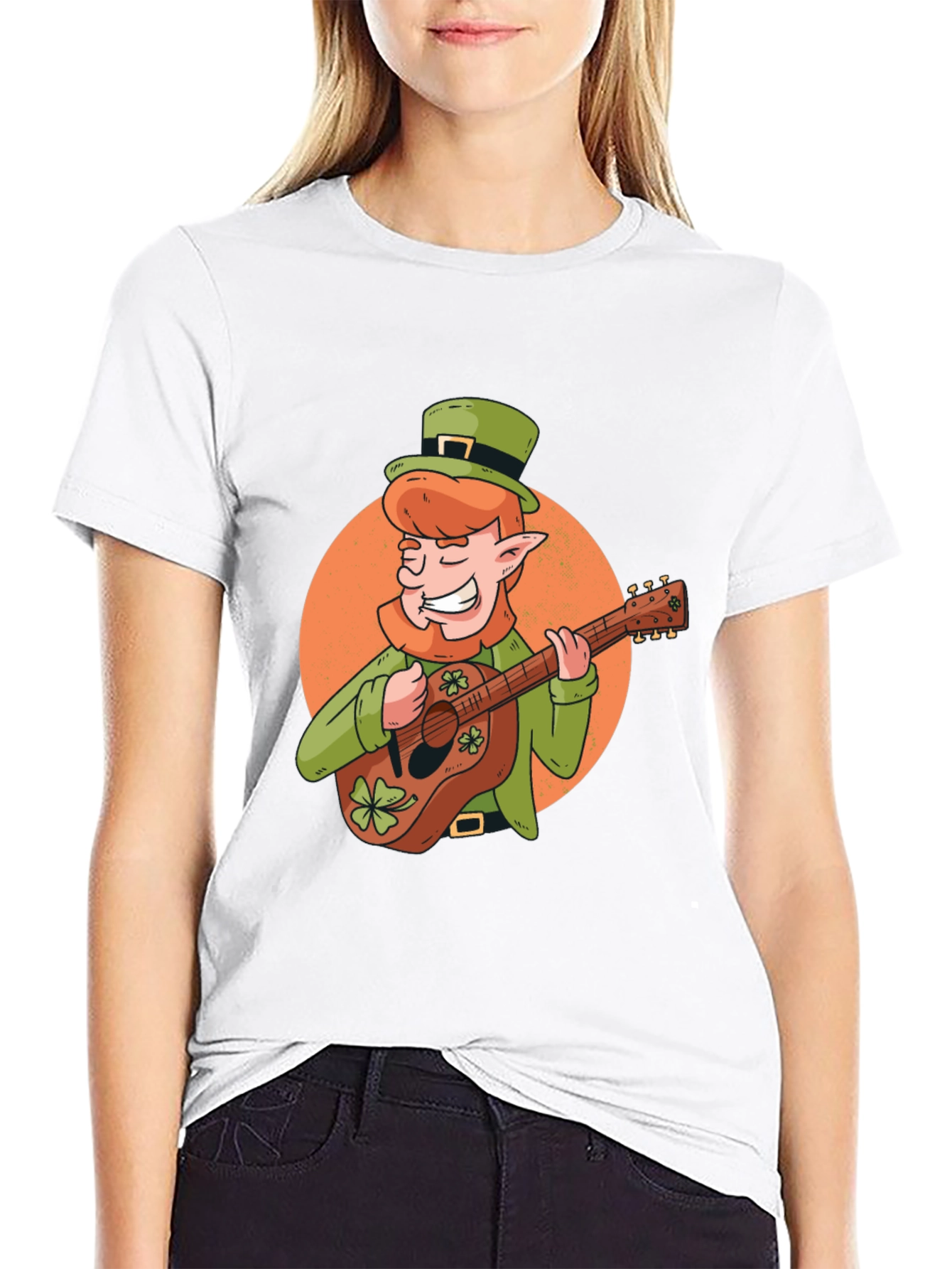 St. Patricks Day Leprechaun Guitar Graphic Tee