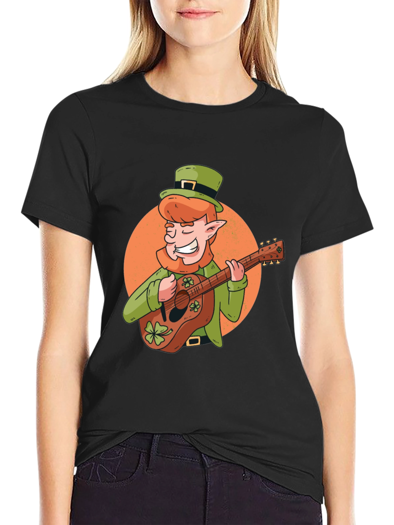 St. Patricks Day Leprechaun Guitar Graphic Tee