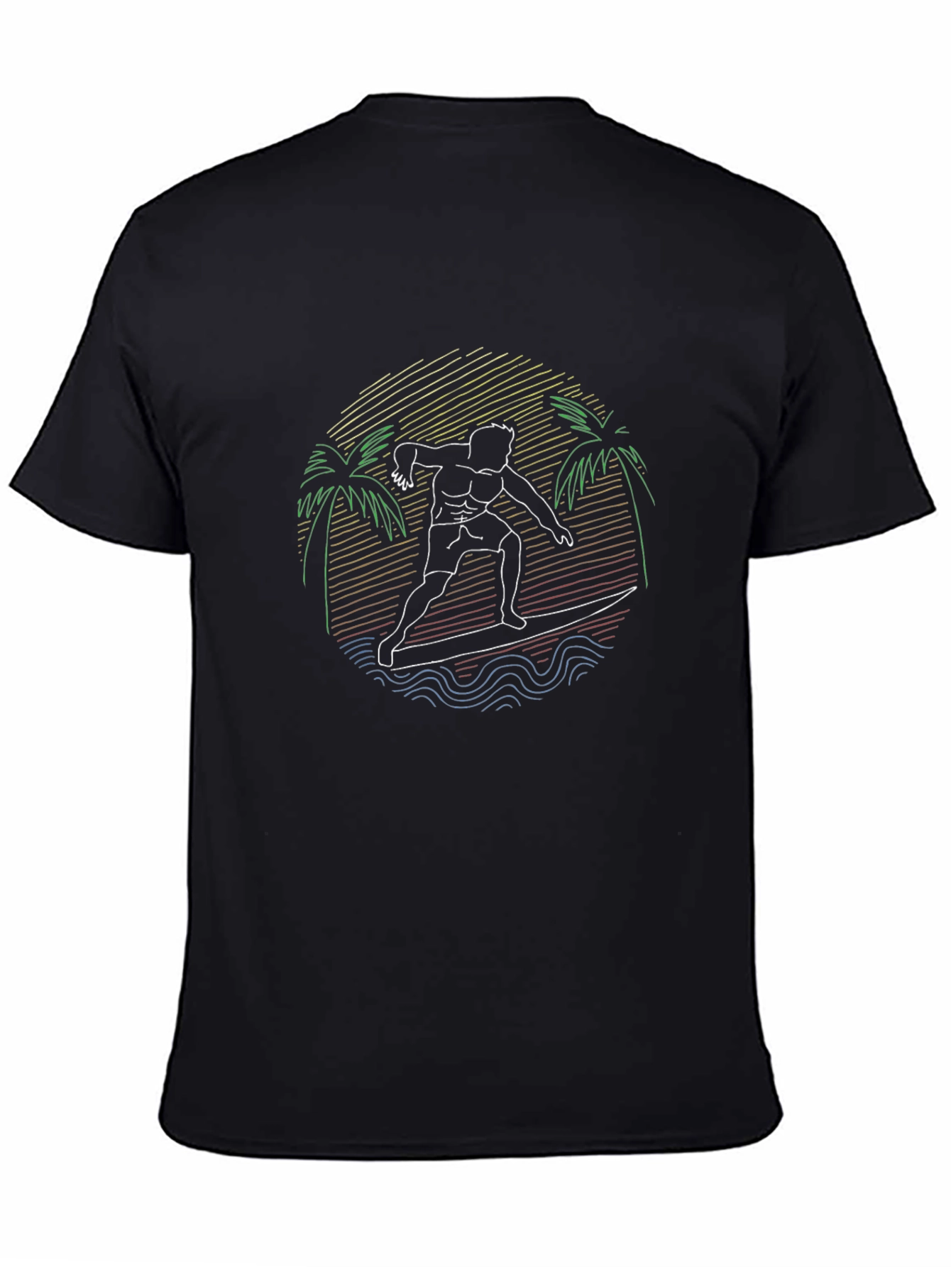 Surfer Graphic Tee - Black Cotton T-Shirt