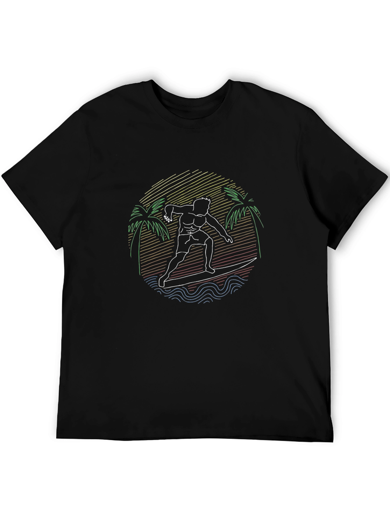 Surfer Graphic Tee - Black Cotton T-Shirt