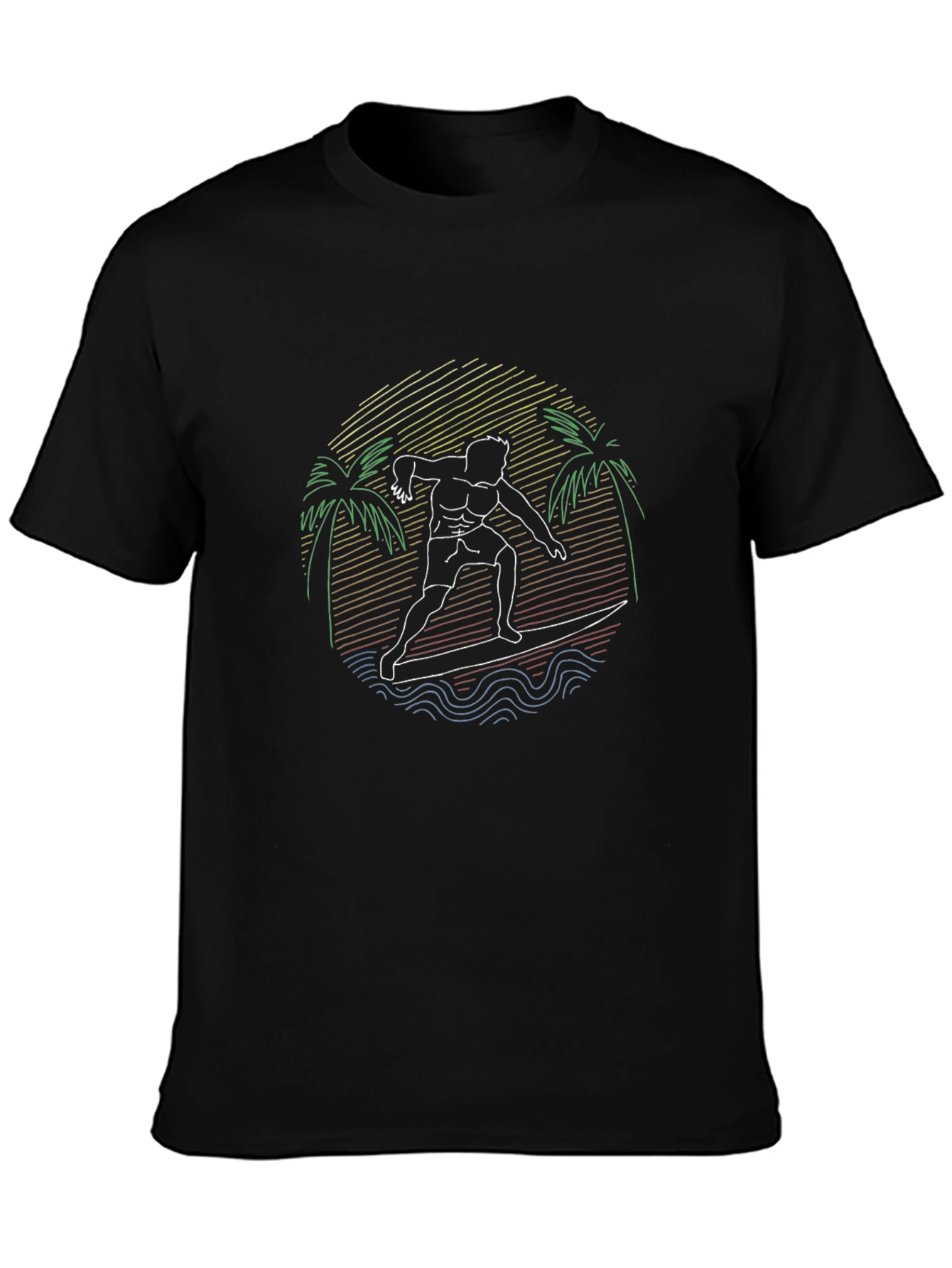 Surfer Graphic Tee - Black Cotton T-Shirt