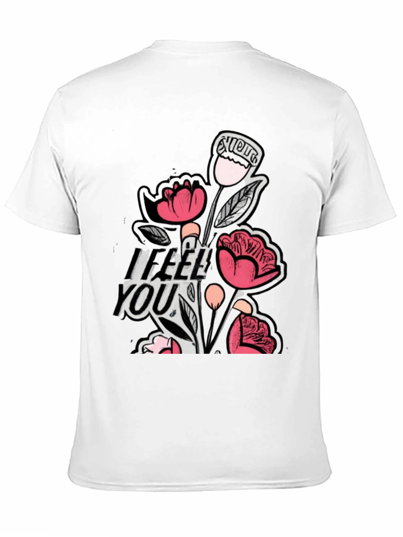 Floral I Feel You Black Graphic T-Shirt