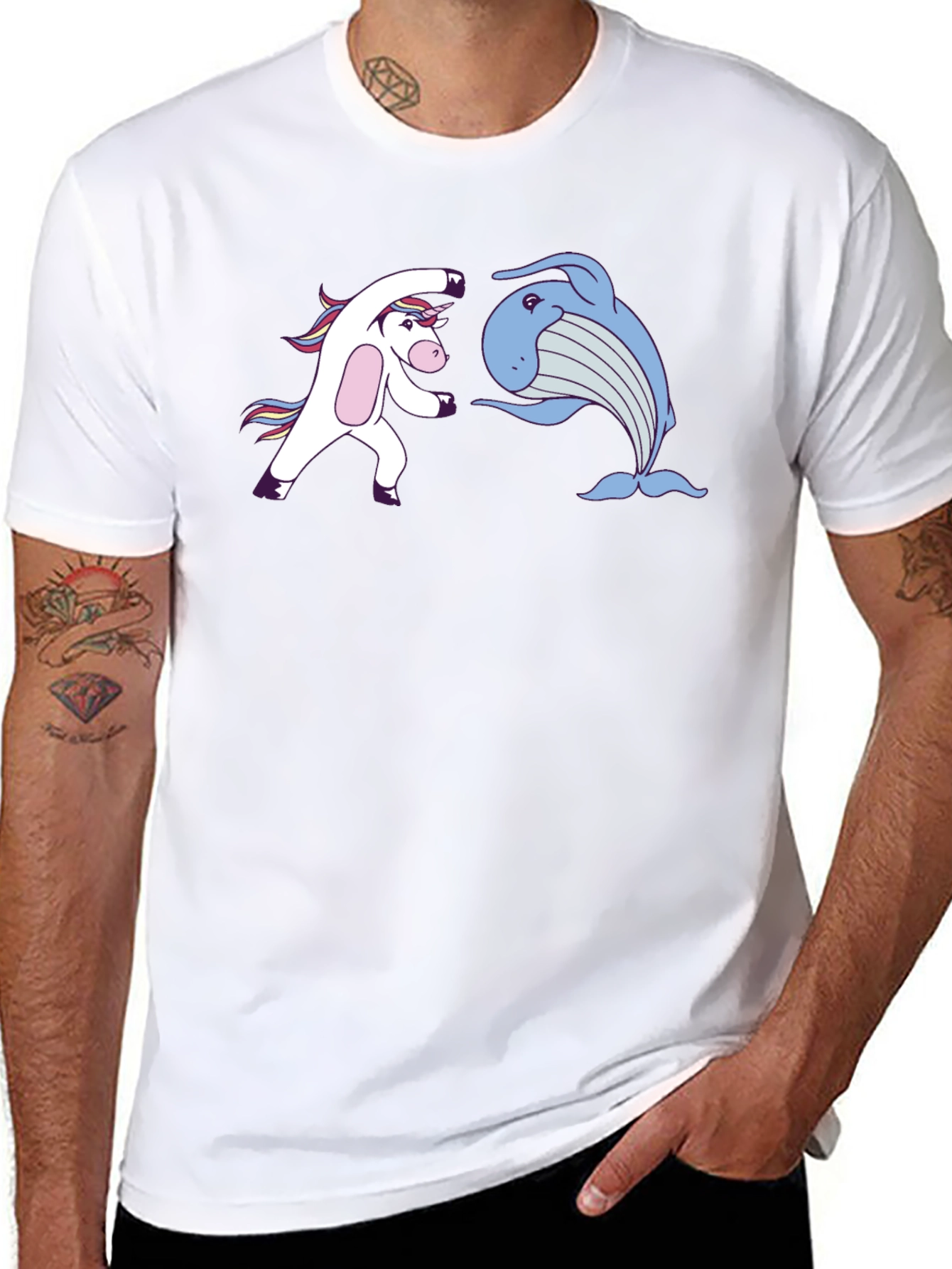 Unicorn Whale Punch Black T-Shirt