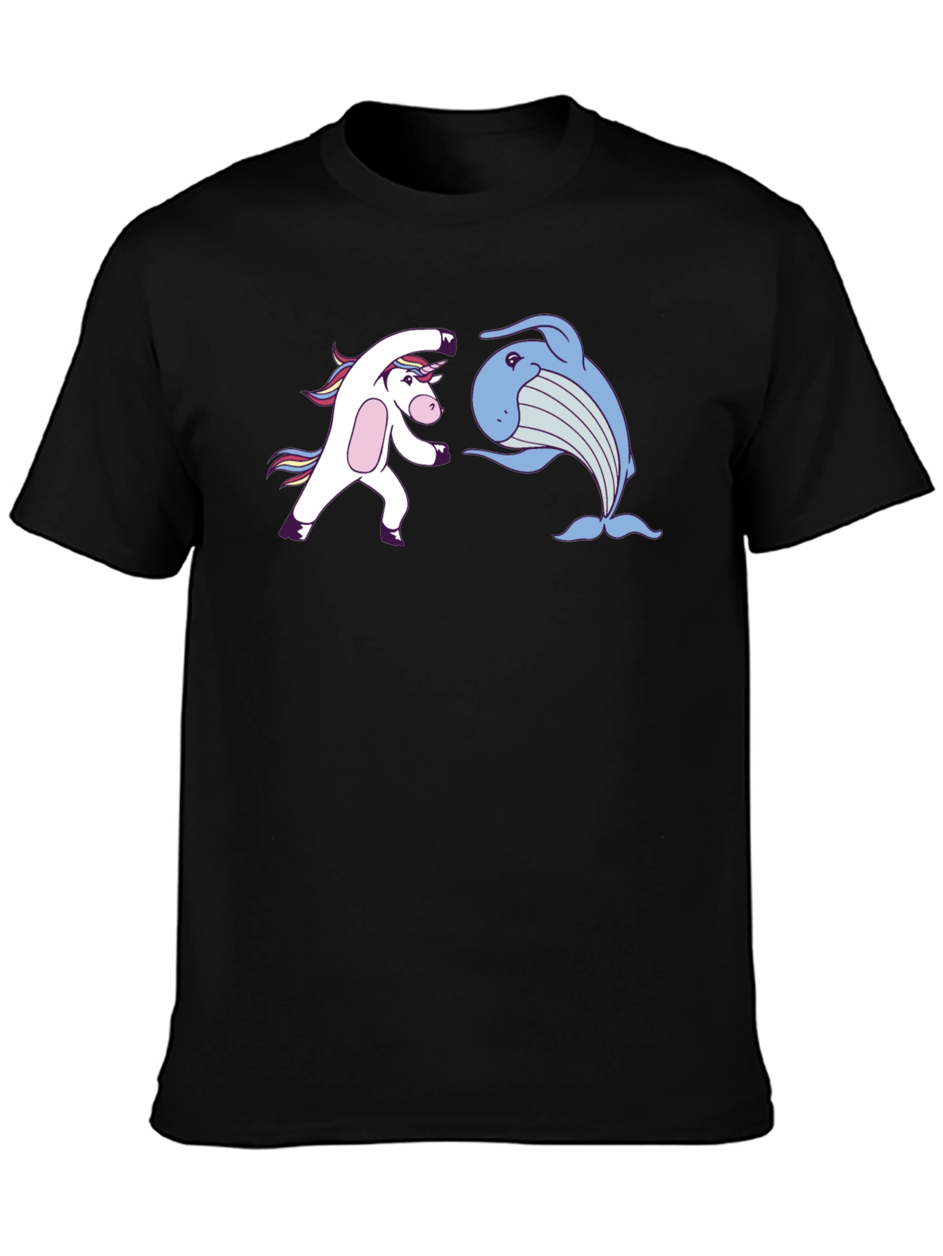 Unicorn Whale Punch Black T-Shirt