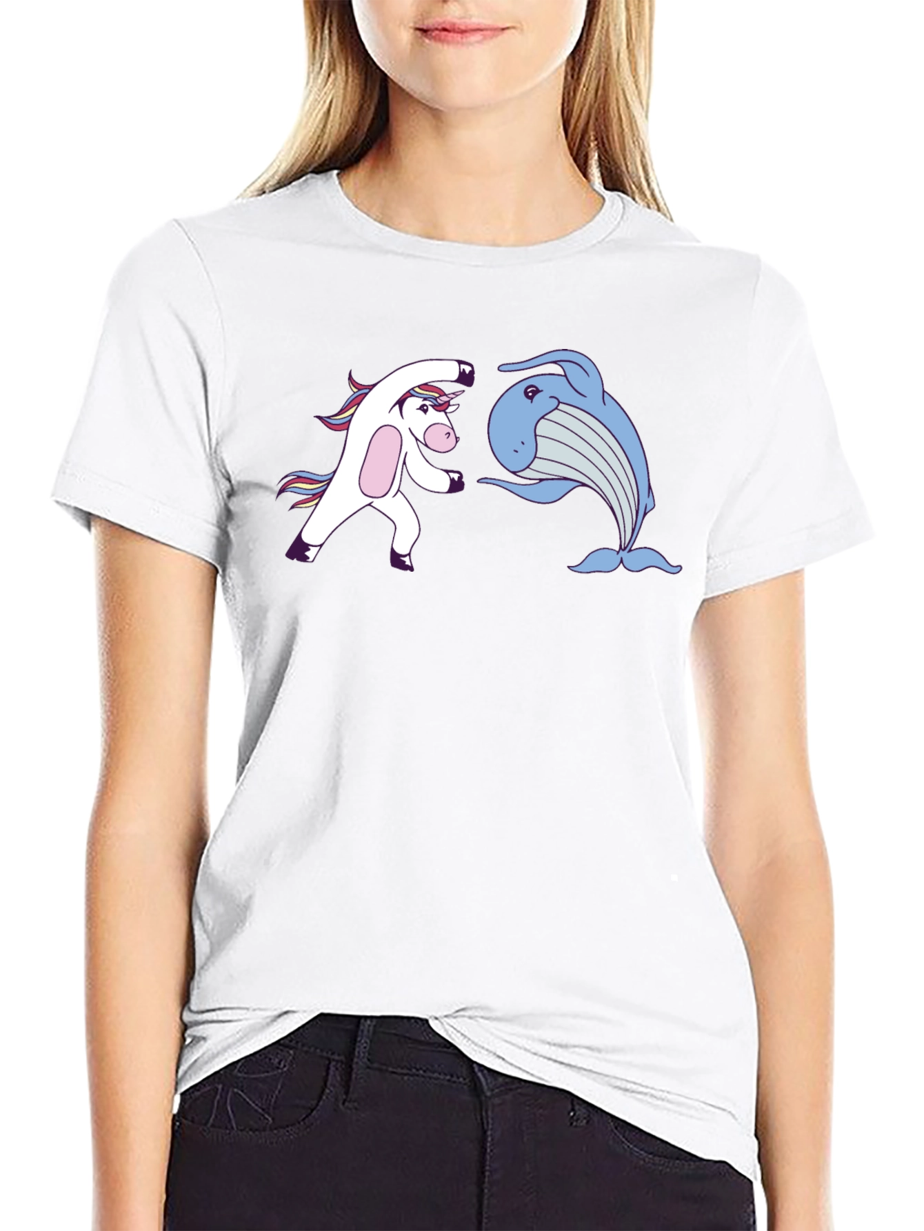 Unicorn Whale Punch Black T-Shirt