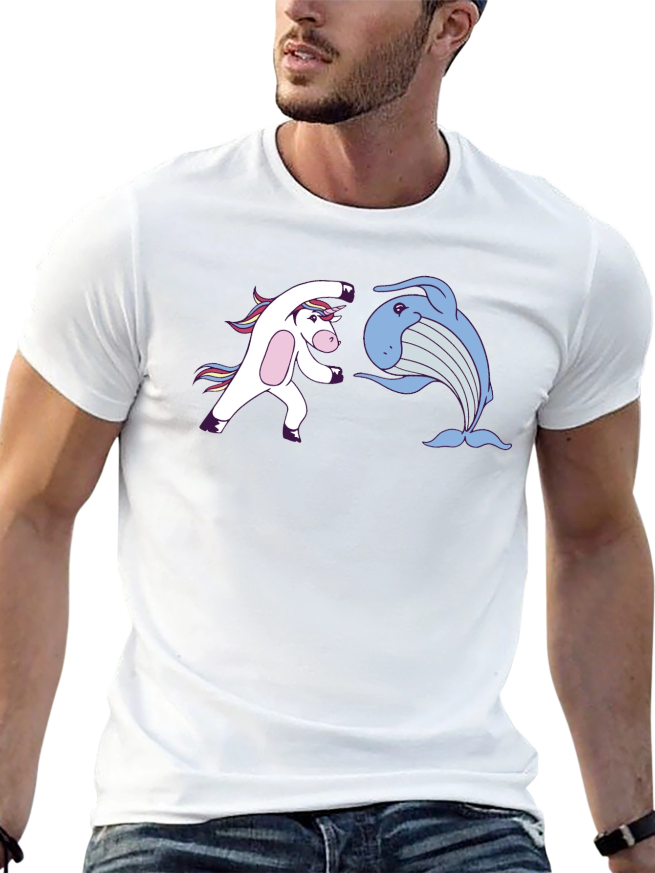 Unicorn Whale Punch Black T-Shirt