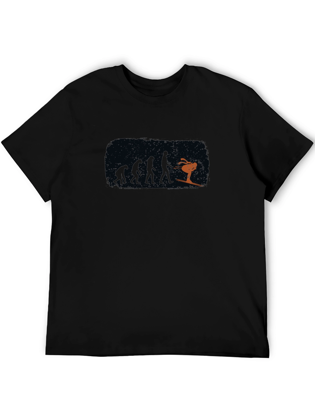 Evolution of Skiing Black T-Shirt