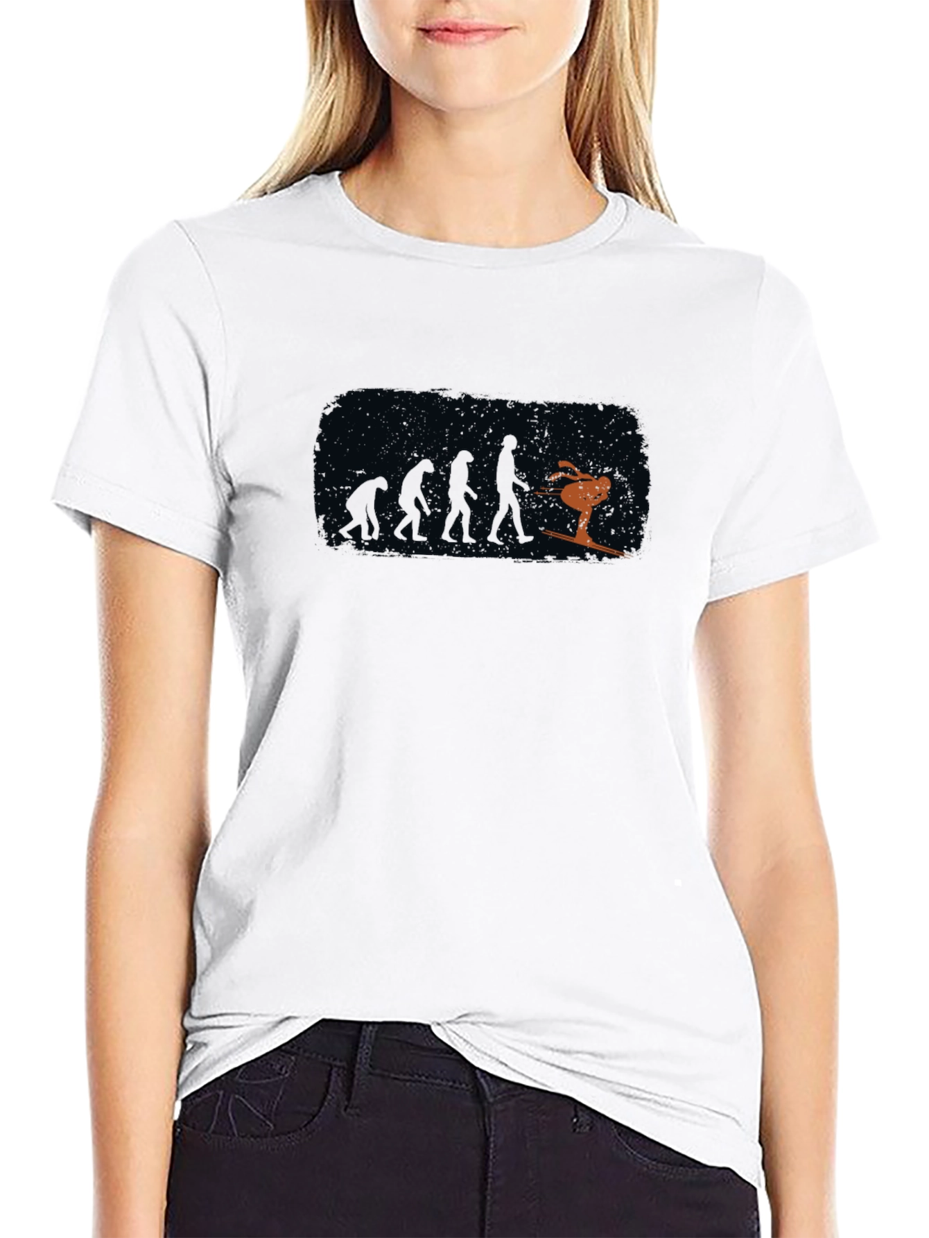 Evolution of Skiing Black T-Shirt