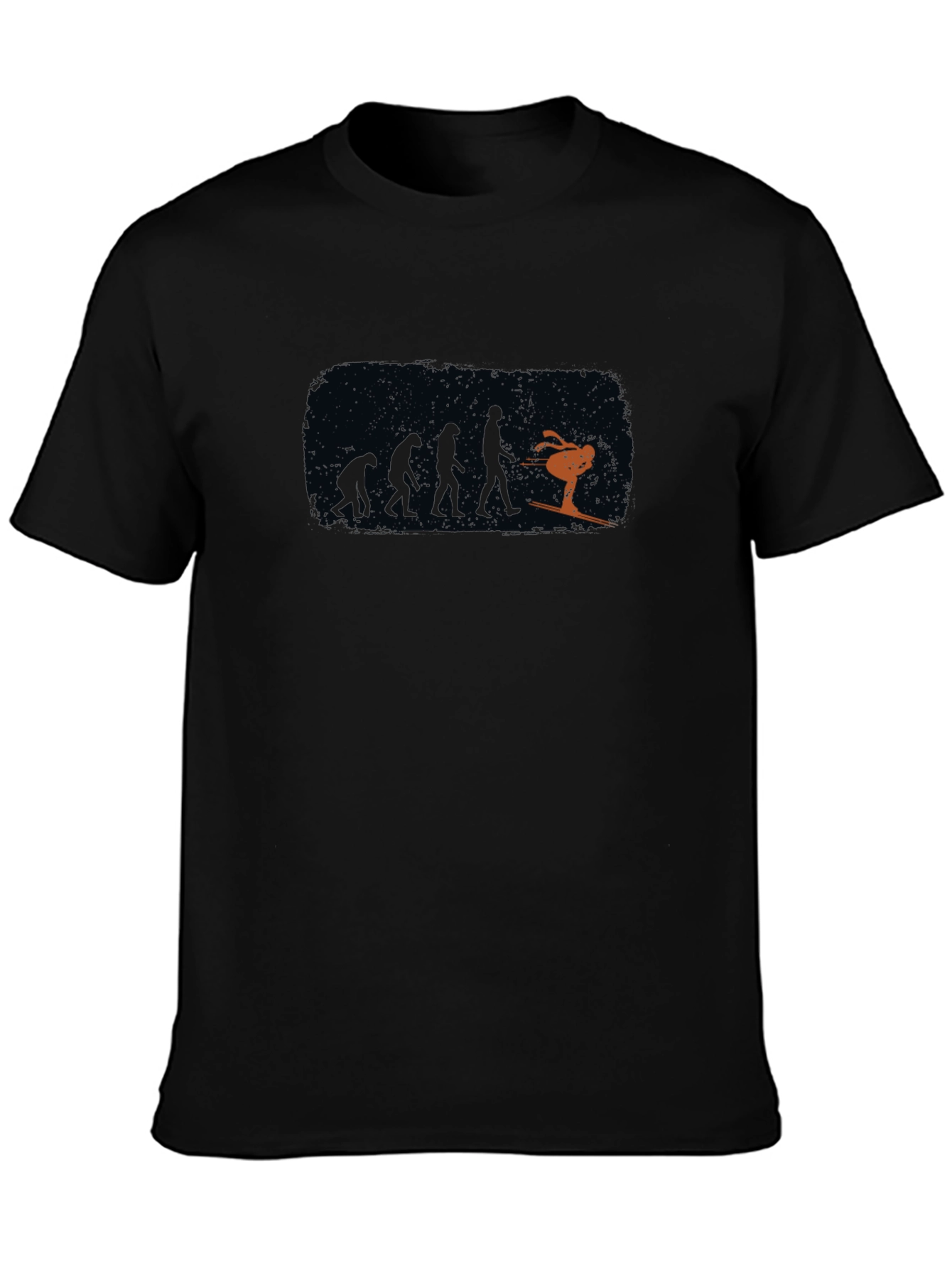 Evolution of Skiing Black T-Shirt