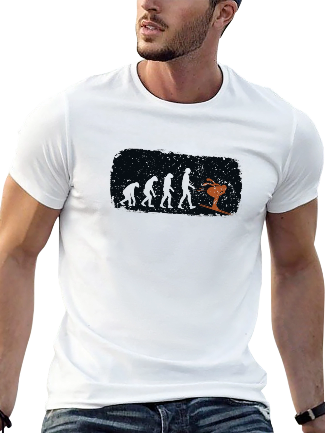 Evolution of Skiing Black T-Shirt