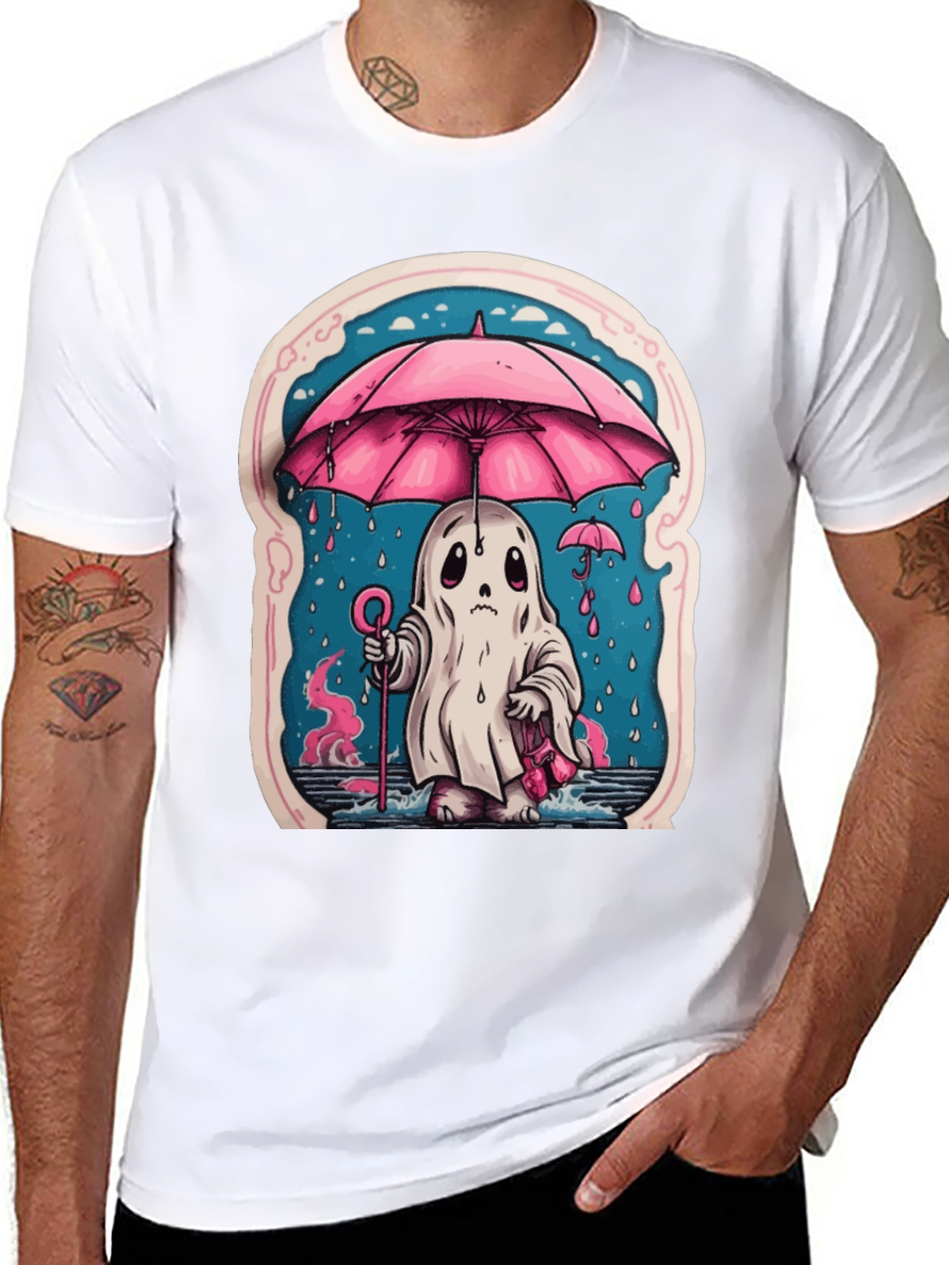 Cute Rainy Ghost Graphic Tee