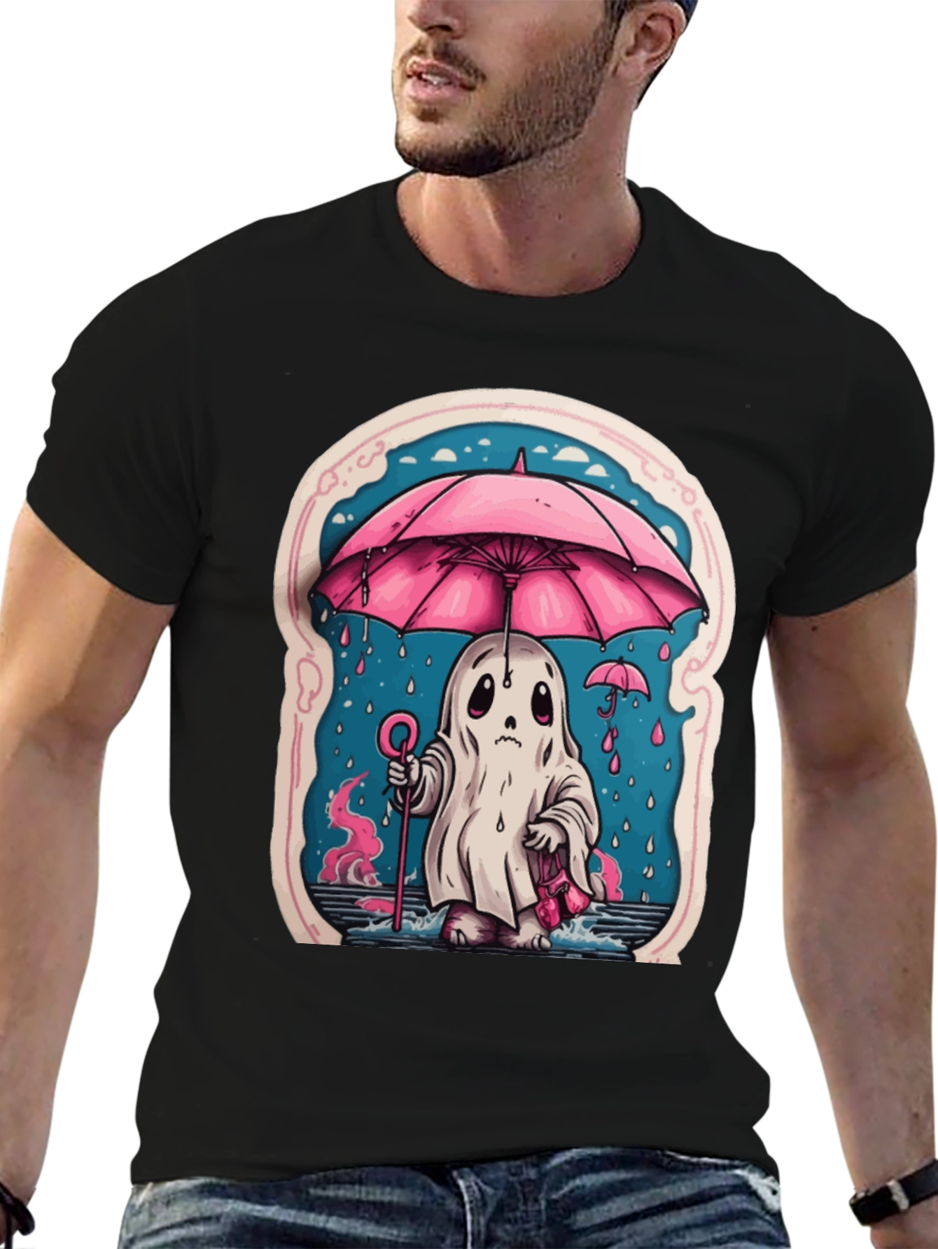 Cute Rainy Ghost Graphic Tee