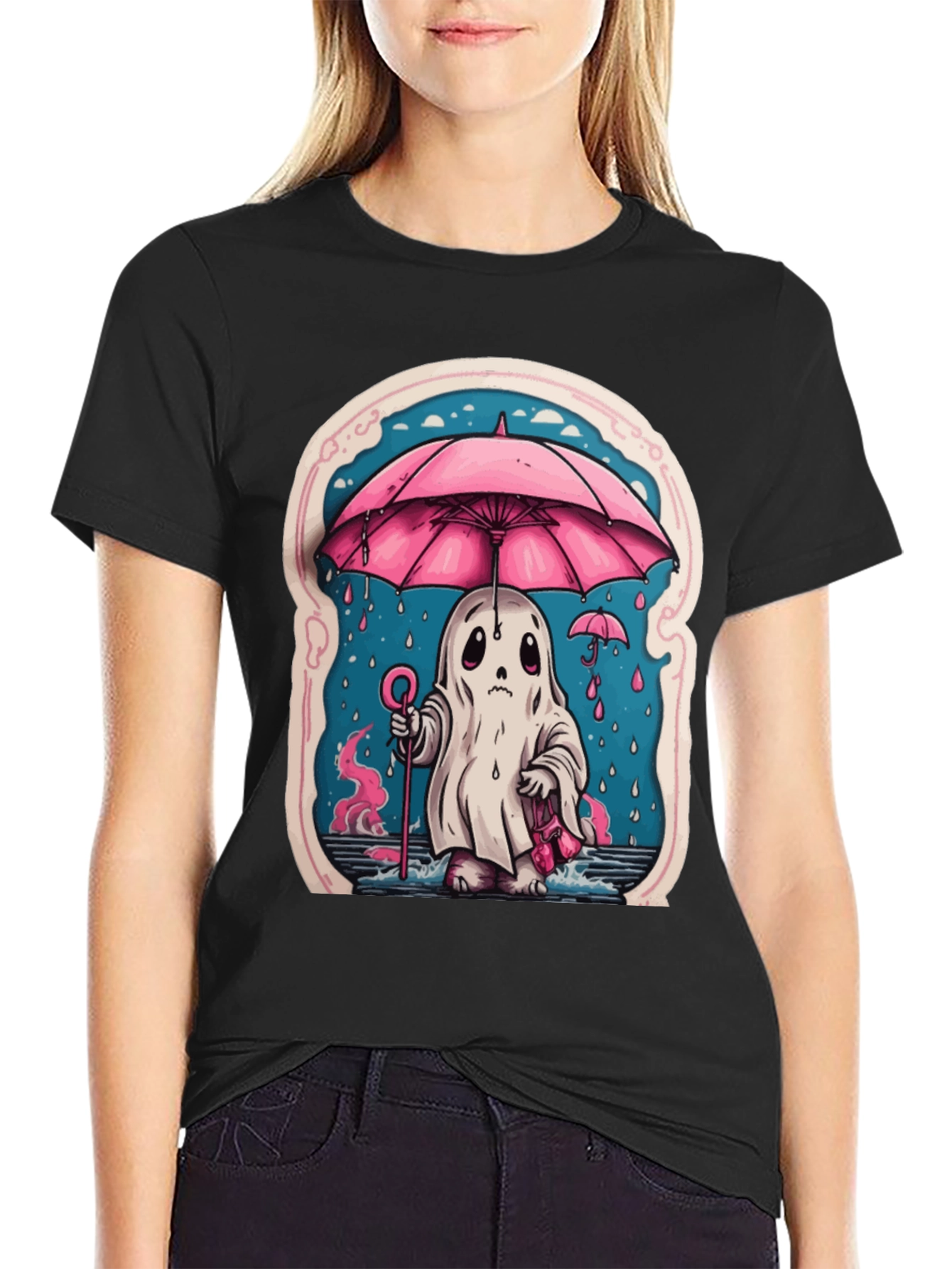 Cute Rainy Ghost Graphic Tee
