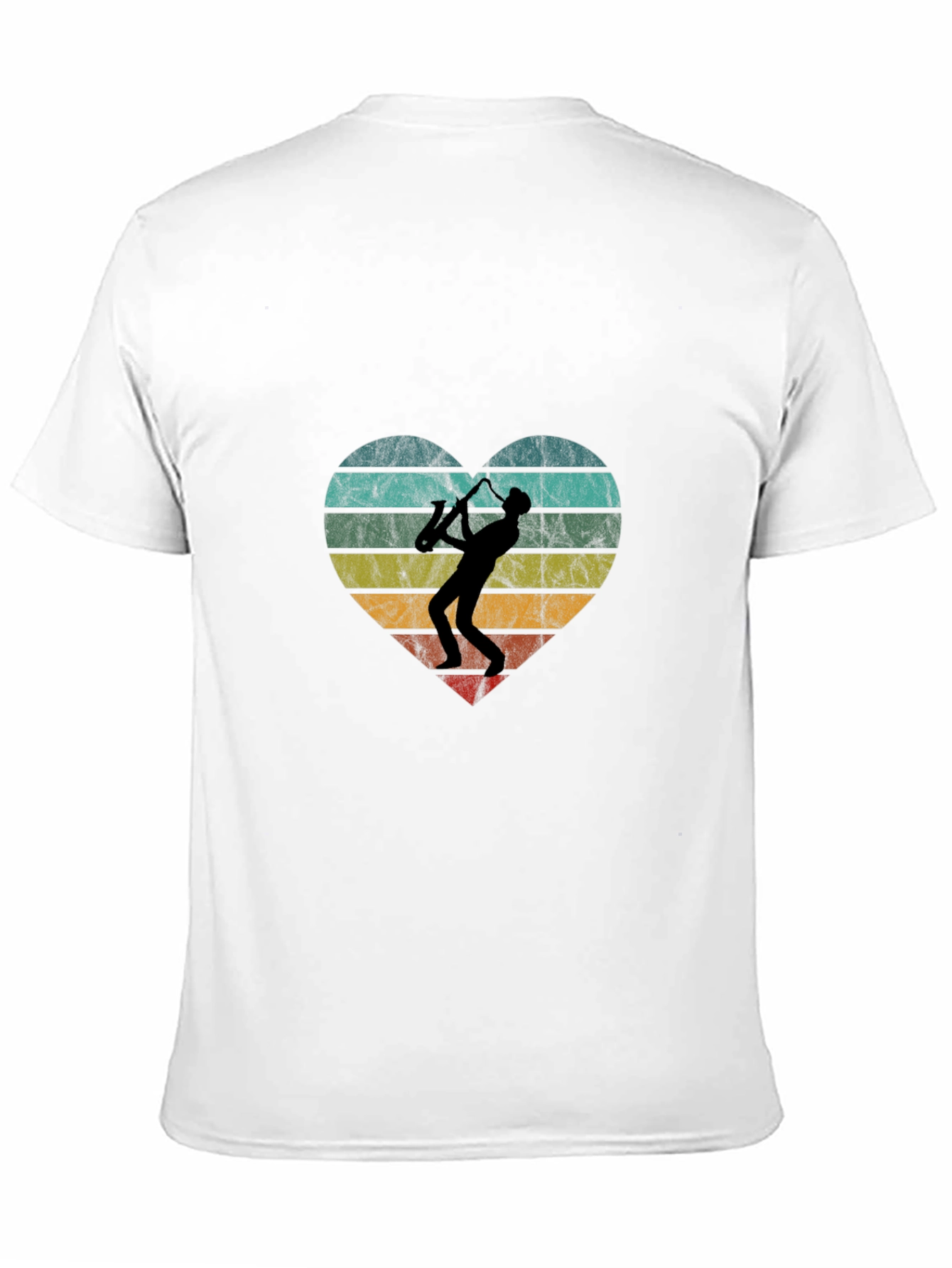 Retro Saxophone Heart T-Shirt - Music Lover Tee