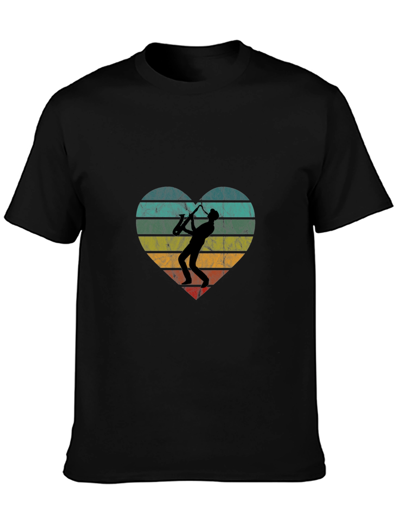 Retro Saxophone Heart T-Shirt - Music Lover Tee
